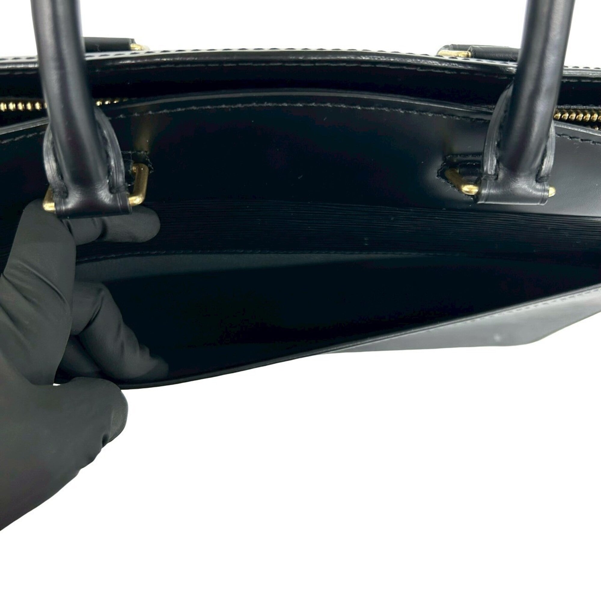 Louis Vuitton Black Leather Handbag Tote Bag (Pre-Owned)