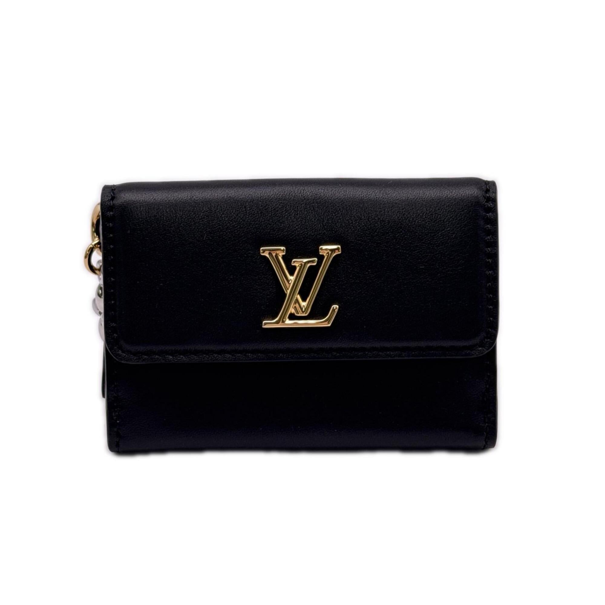 Louis Vuitton Black Leather Wallet (Tri-Fold) (Pre-Owned)