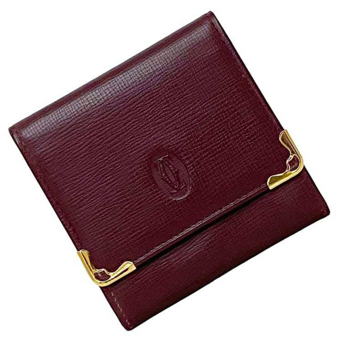 Cartier Bordeaux Leather Coin Purse/Coin Case (Pre-Owned)