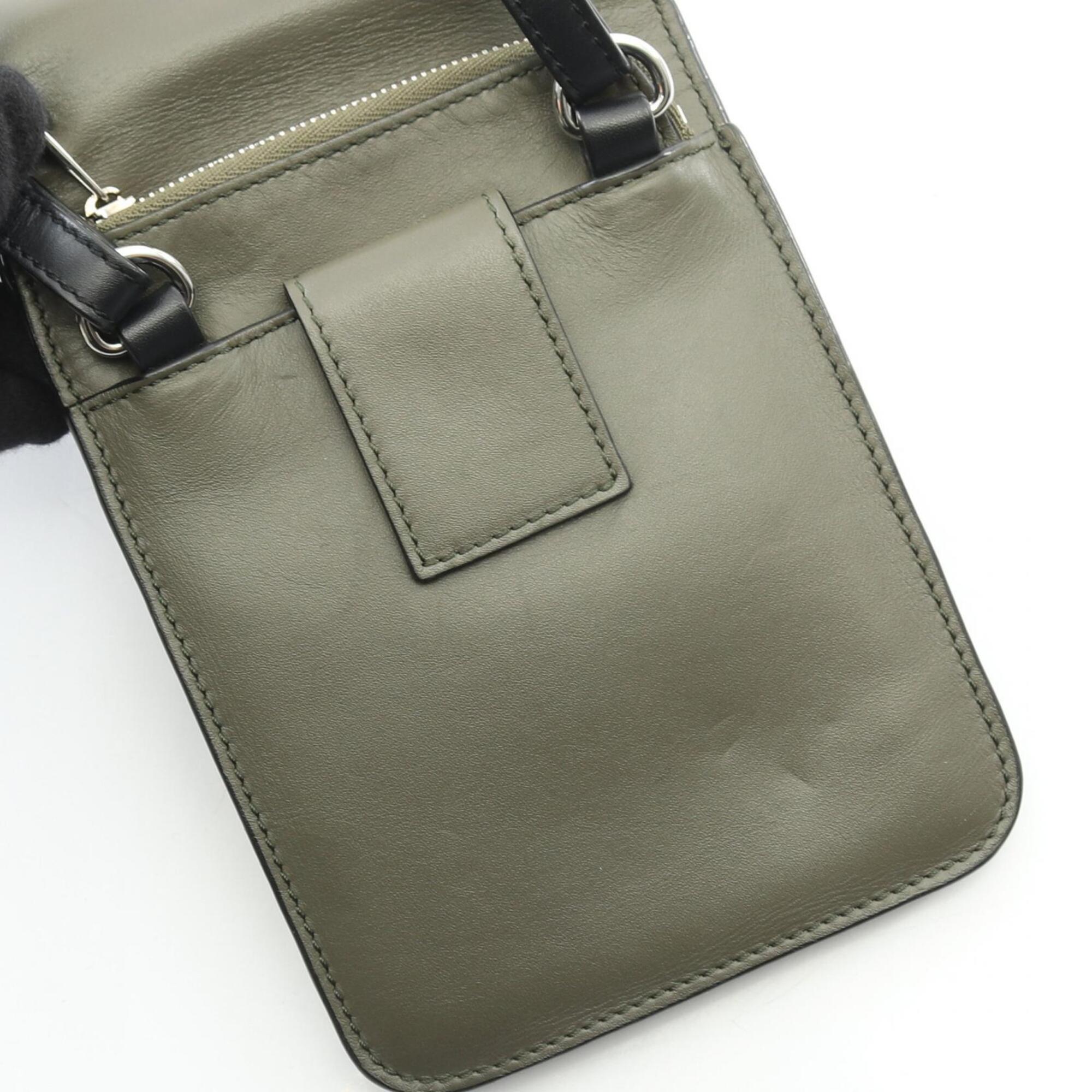 Loewe Black Khaki Leather Shoulder Bag Sling Bag (Pre-Owned)
