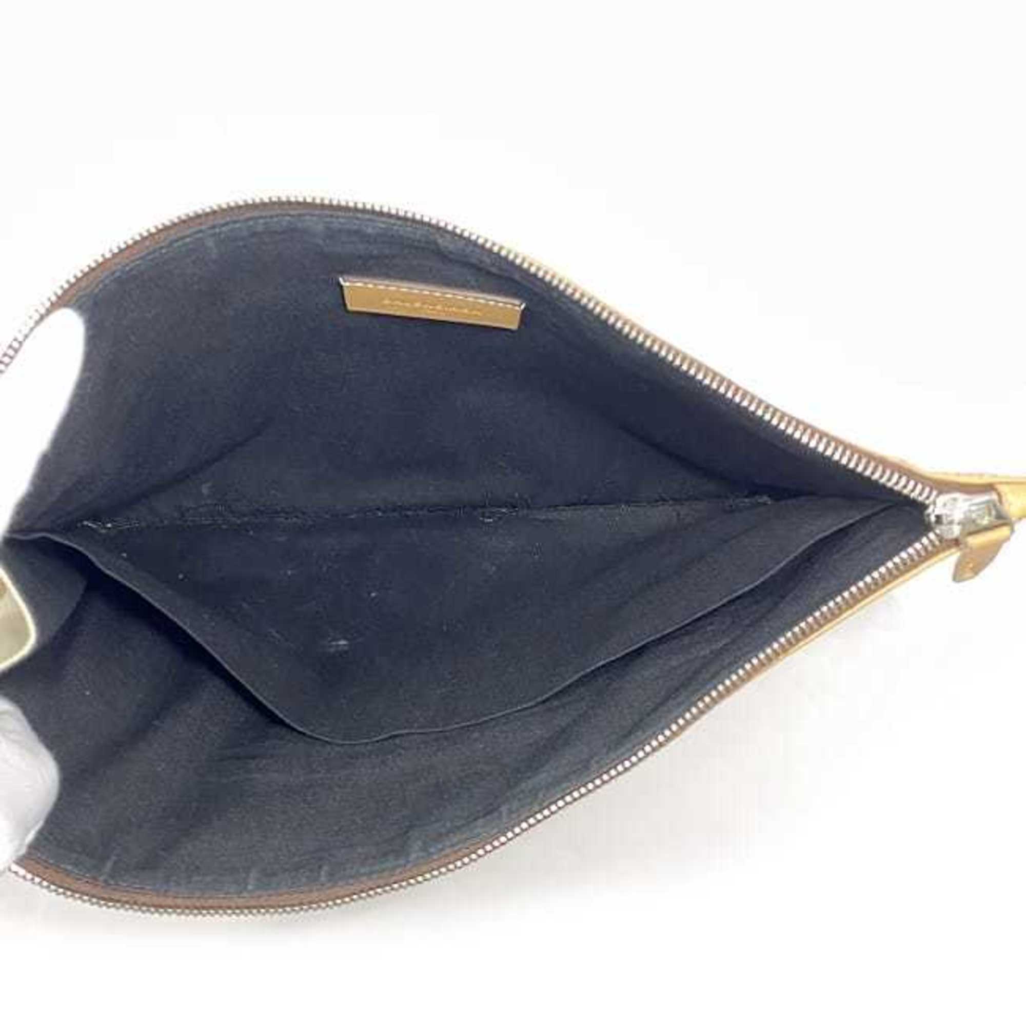 Balenciaga Beige White Canvas Leather Clutch Bag Handbag (Pre-Owned)