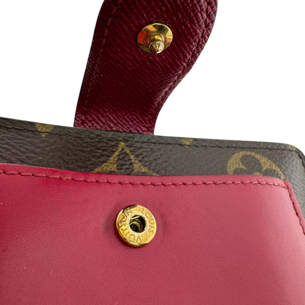 Louis Vuitton Monogram Brown Red Color Leather Wallet (Bi-Fold) (Pre-Owned)