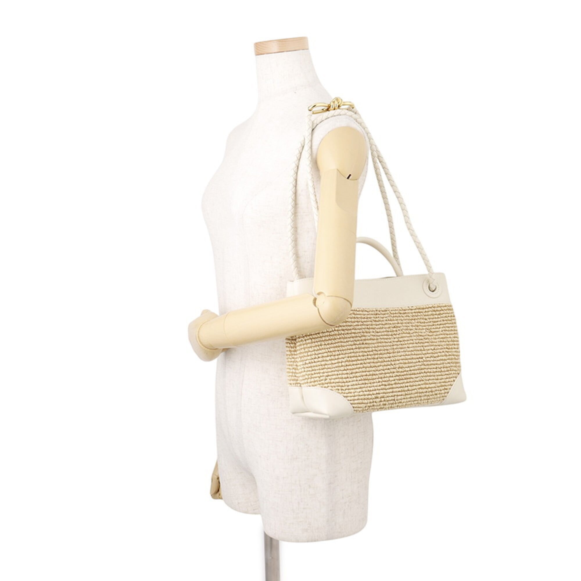 Bottega Veneta White Raffia Handbag Pouch (Pre-Owned)
