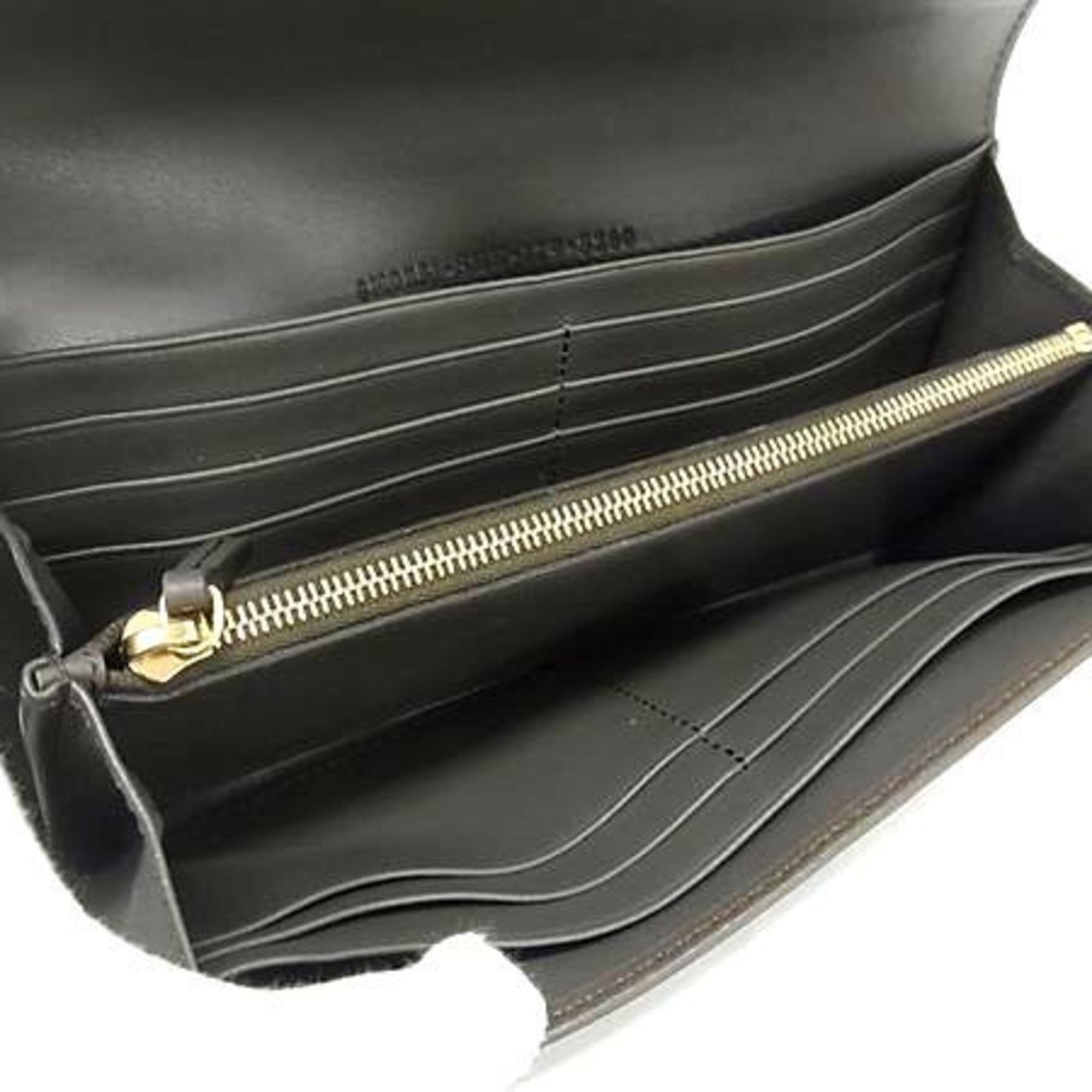 Fendi Grayish Leather Long Wallet (Bi-Fold) (Pre-Owned)