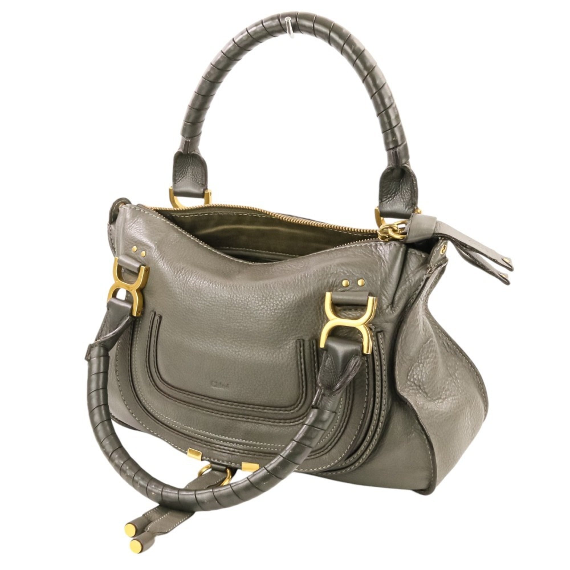 Chloé Gray Leather Handbag Shoulder Bag (Pre-Owned)
