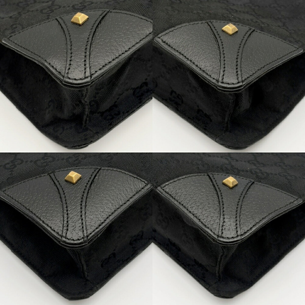 Gucci Black Gg Canvas Leather Tote Bag (Pre-Owned)