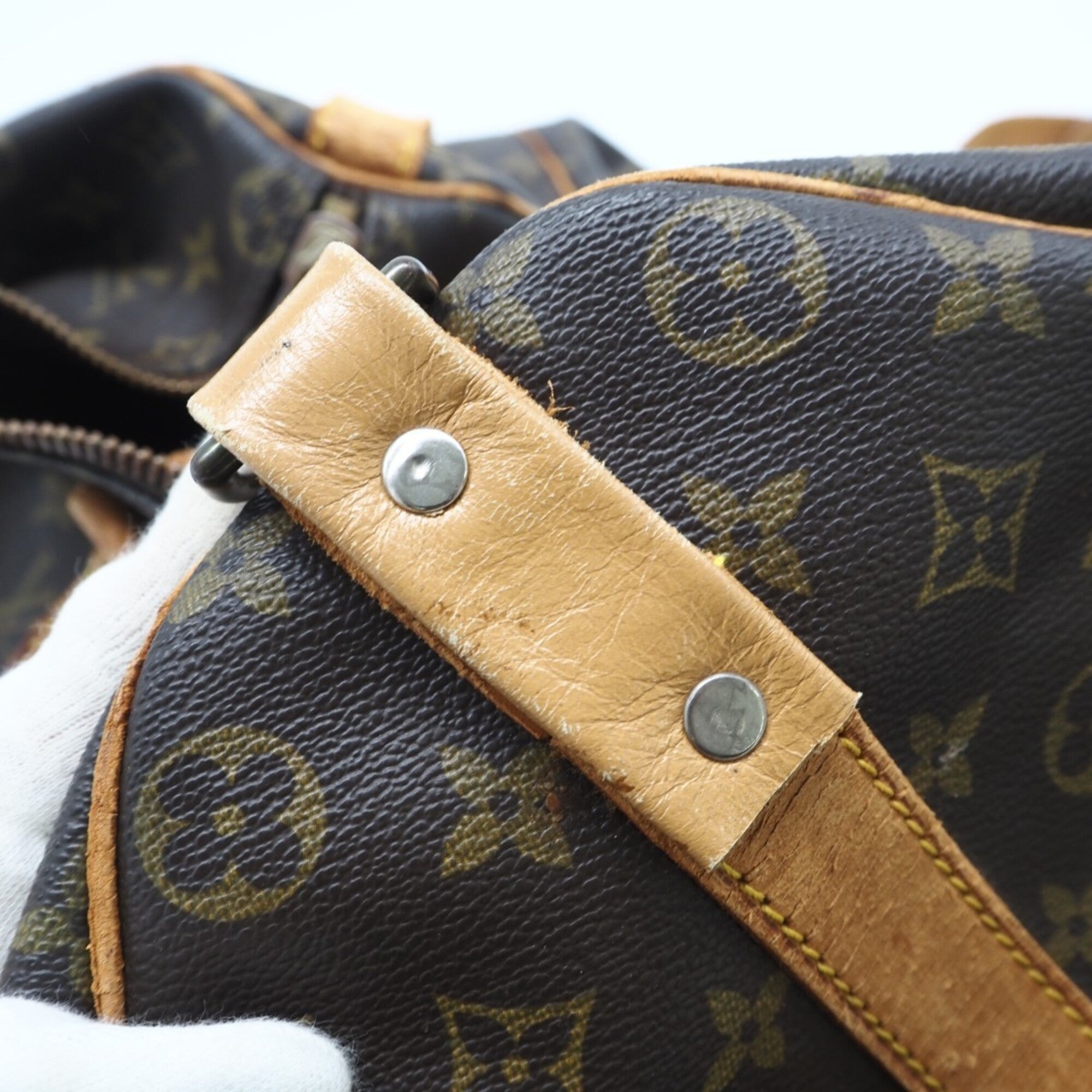 Louis Vuitton Brown Coated Canvas Leather Boston Bag (Pre-Owned)