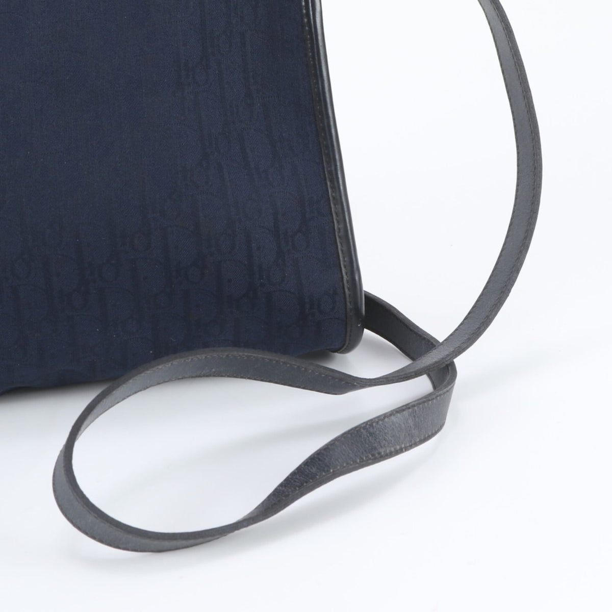 Christian Dior Navy Leather Canvas Shoulder Bag (Pre-Owned)
