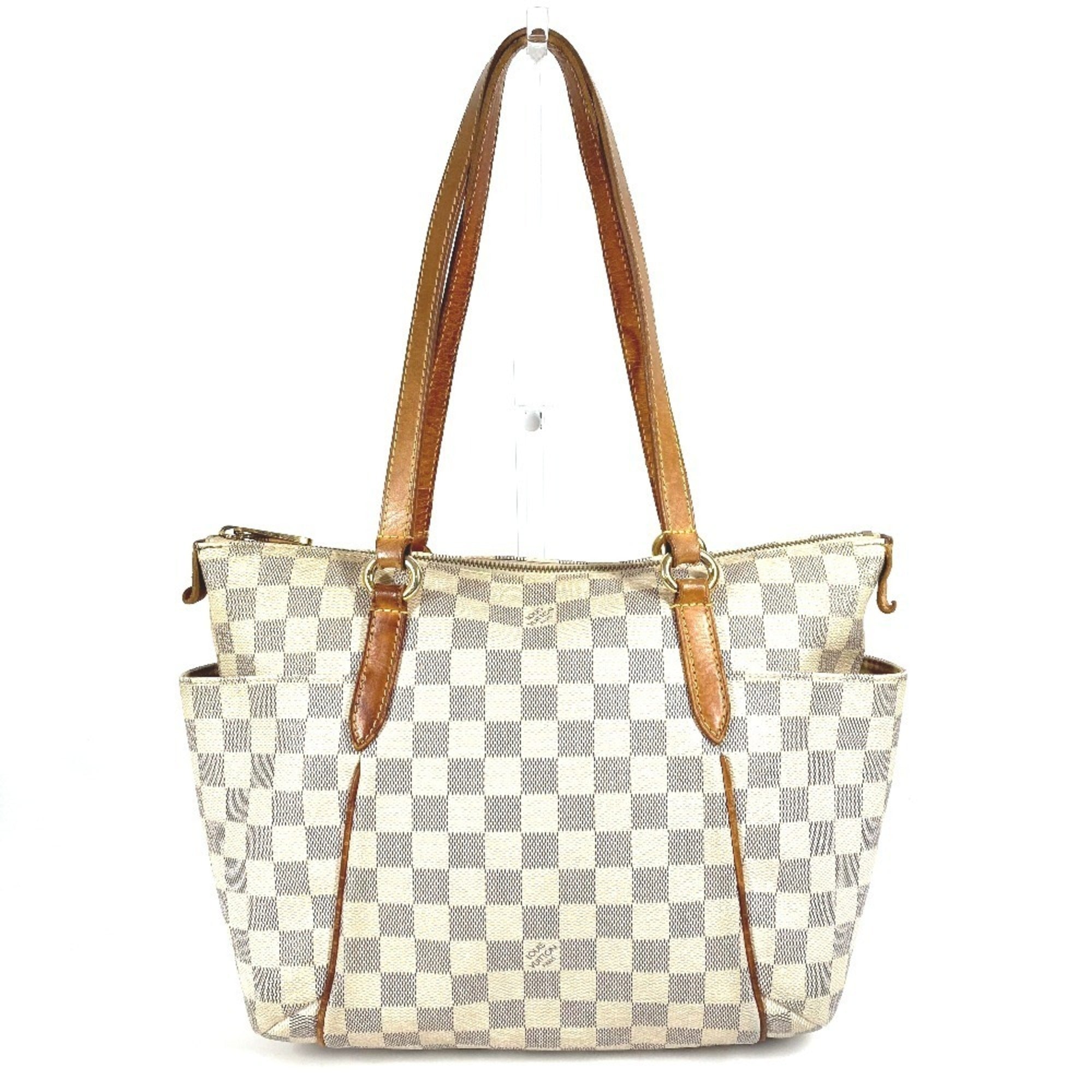 Louis Vuitton Galle White Yellow Damier Azur Shoulder Bag Tote Bag (Pre-Owned)