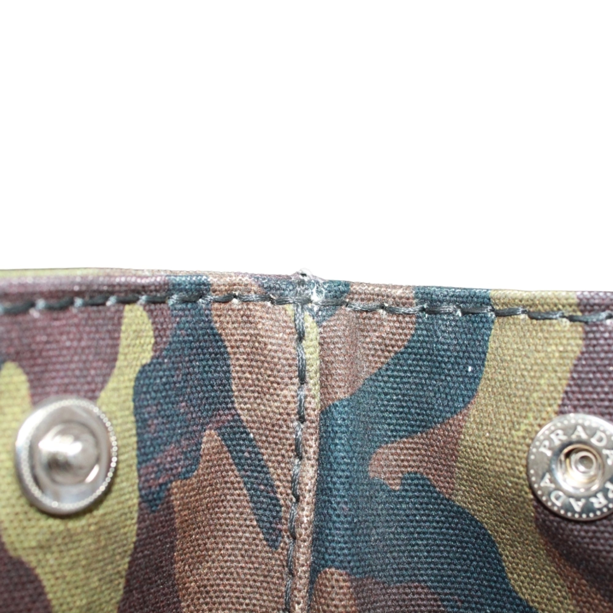 Prada Black Brown Khaki Canvas Handbag (Pre-Owned)