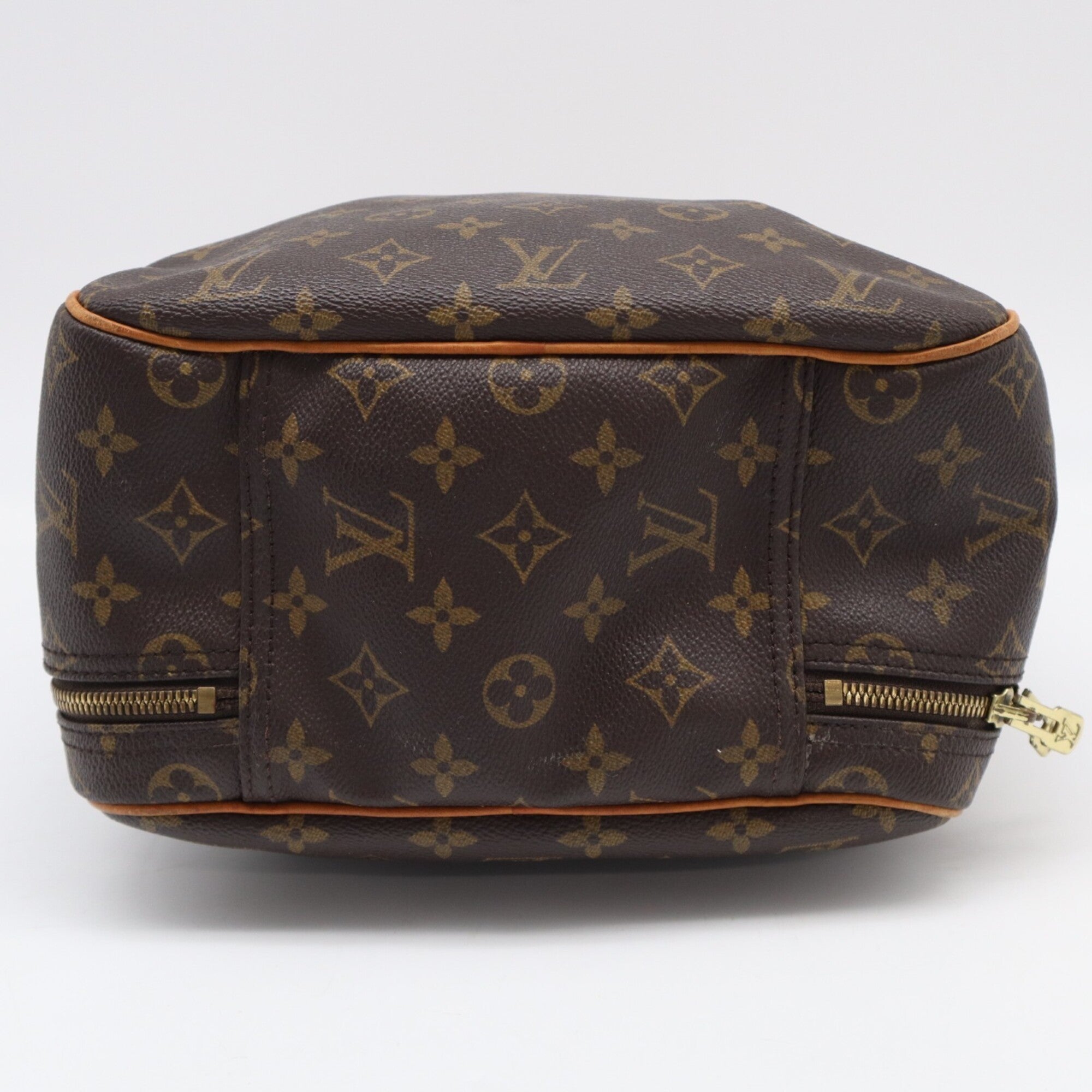 Louis Vuitton Beige Brown Monogram Coated Canvas Leather Handbag (Pre-Owned)