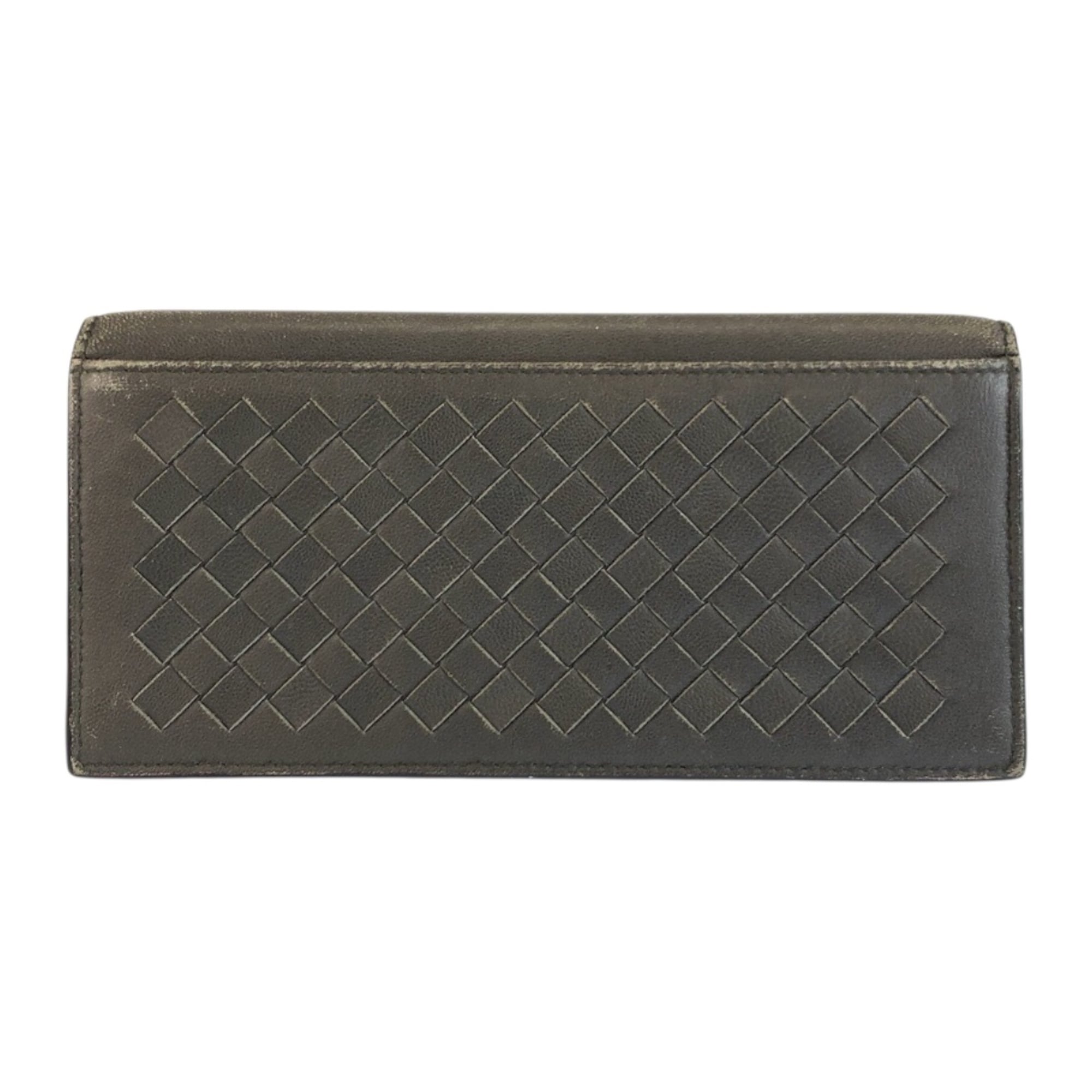 Bottega Veneta Gray Intrecciato Long Wallet (Bi-Fold) (Pre-Owned)