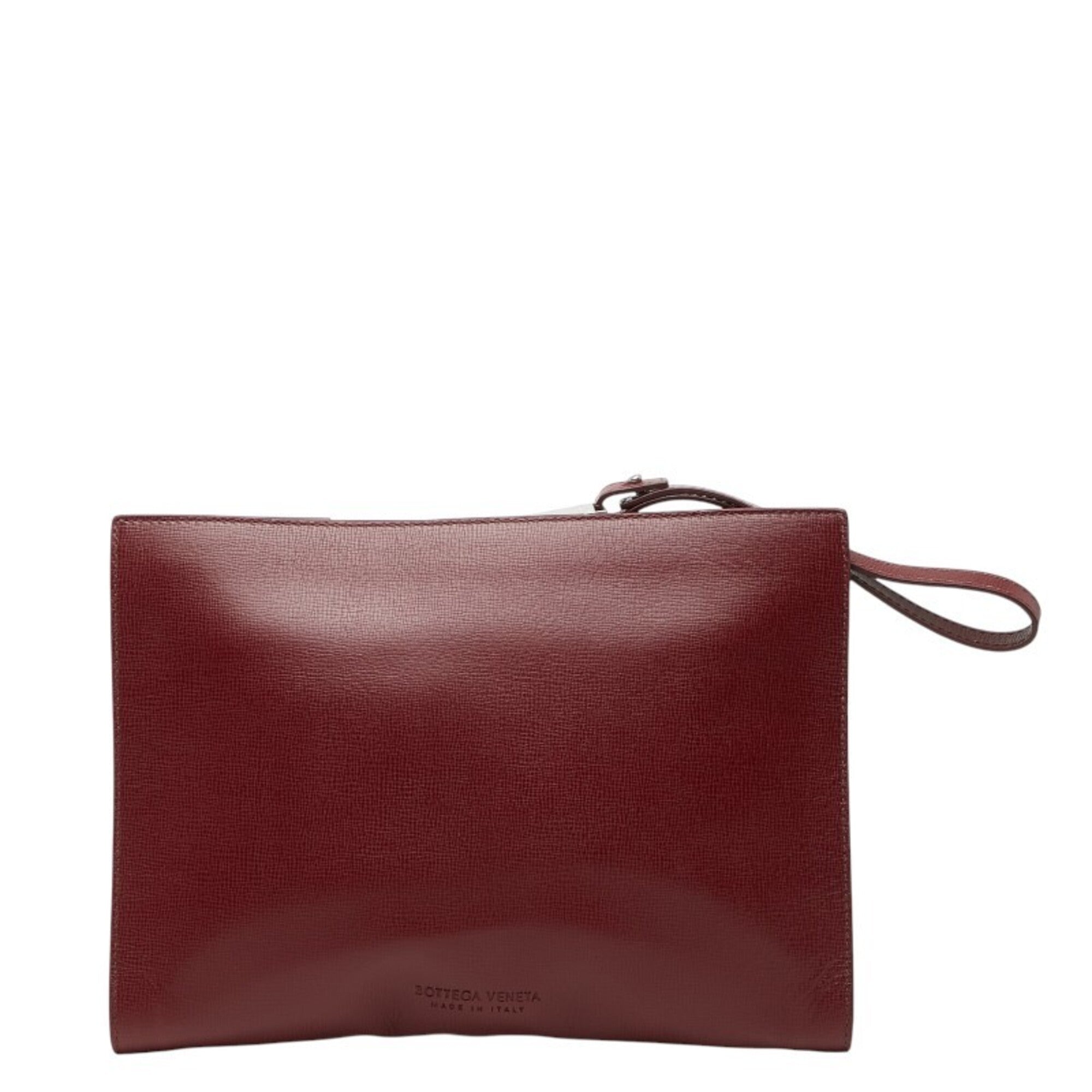 Bottega Veneta Bordeaux Leather Clutch Bag (Pre-Owned)