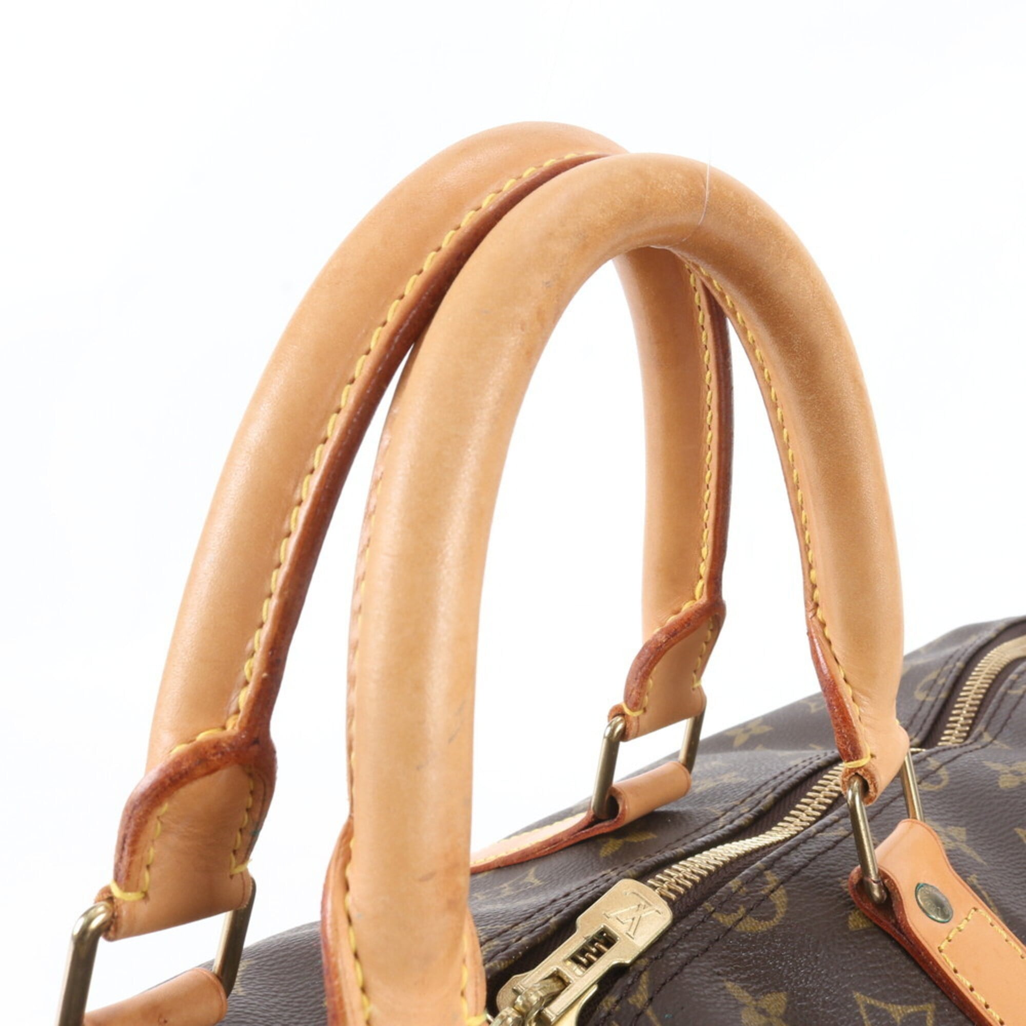 Louis Vuitton Brown Leather Coated Canvas Boston Bag Tote Bag (Pre-Owned)