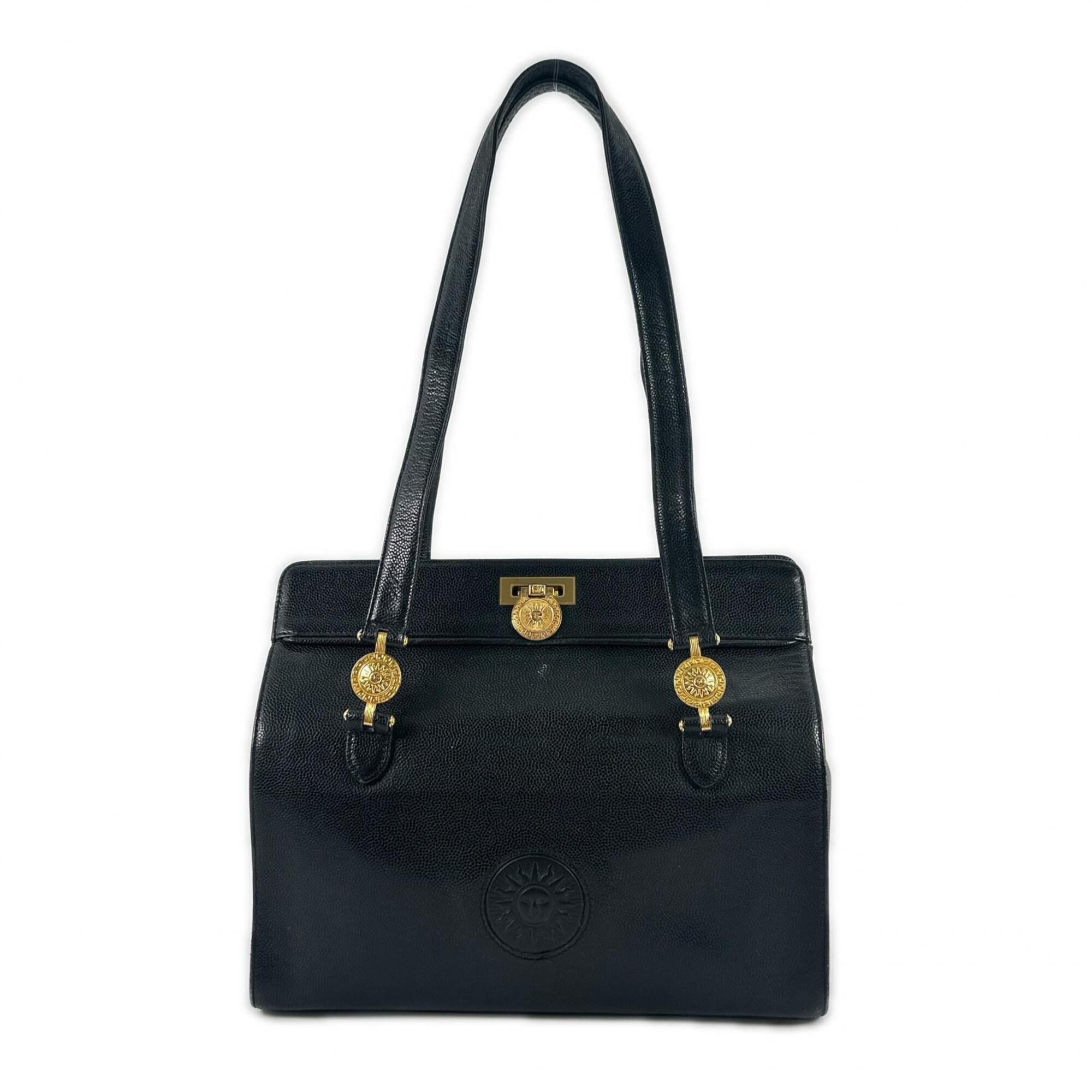 Versace Black Leather Tote Bag (Pre-Owned)