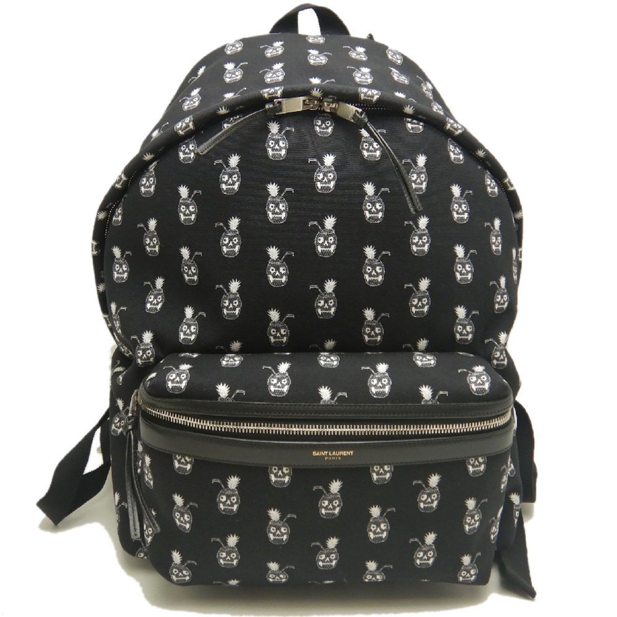 Saint Laurent Black White Canvas Backpack (Pre-Owned)