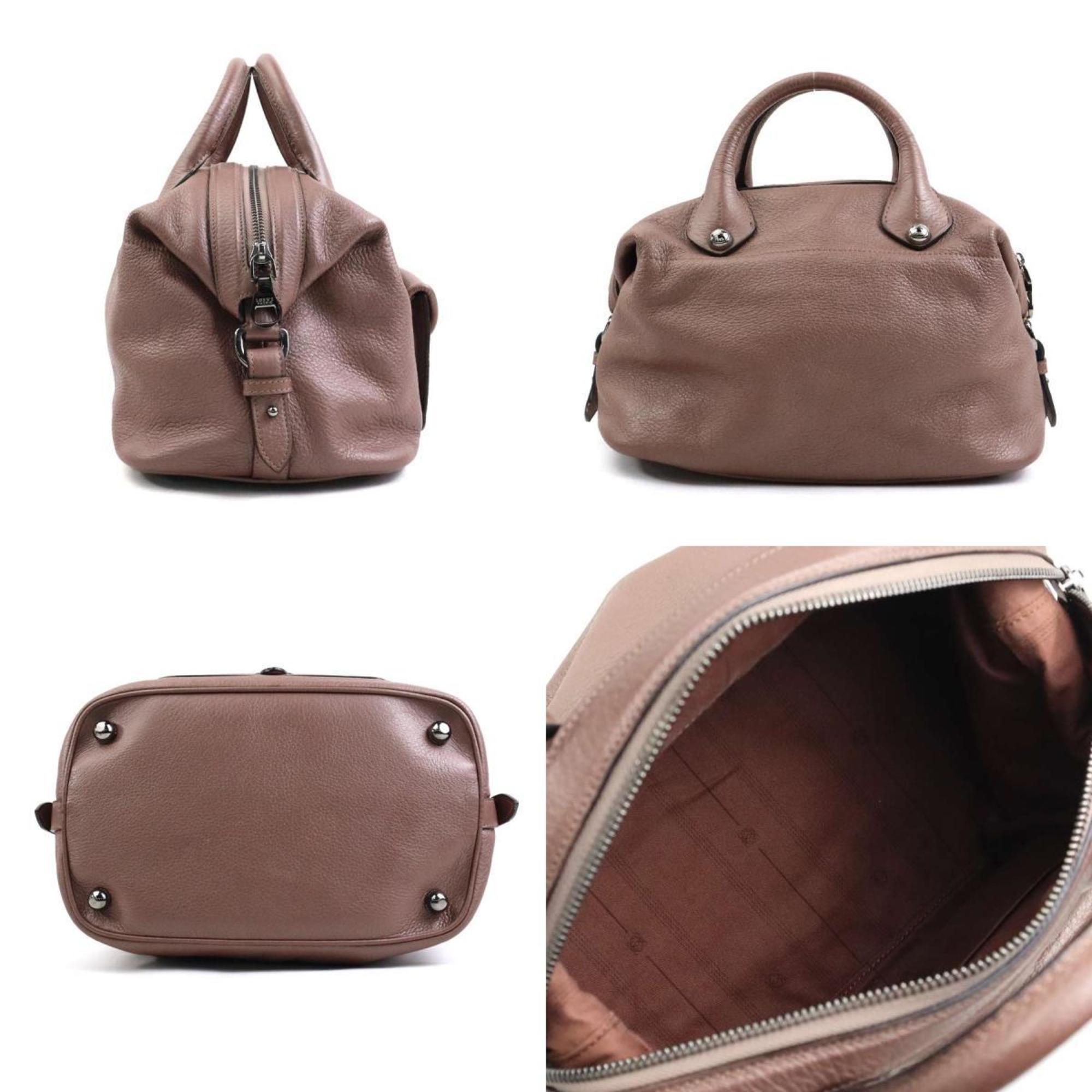 Loewe Brown Pink Leather Handbag Shoulder Bag (Pre-Owned)