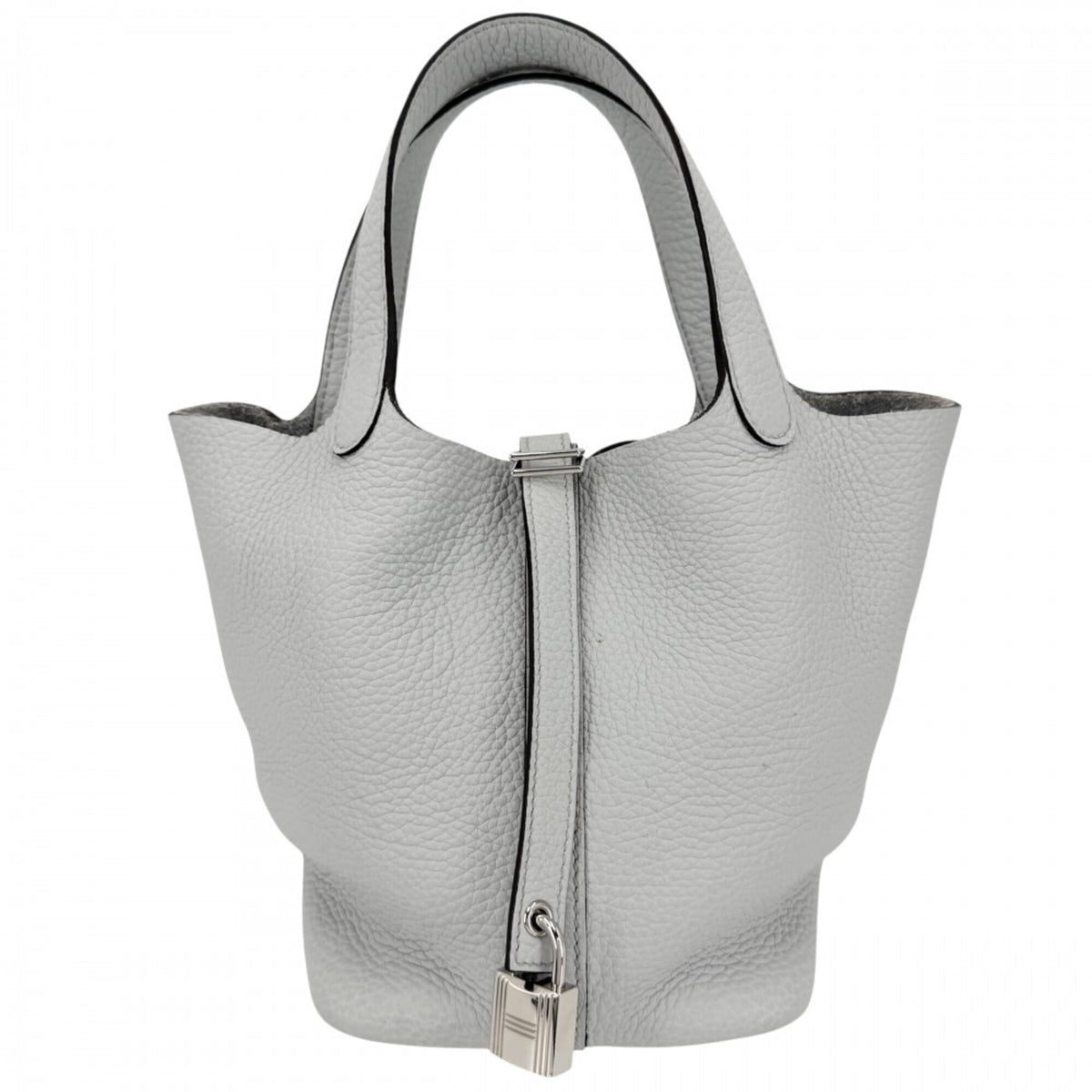 Hermes Blue Leather 100% Silk Handbag (Pre-Owned)