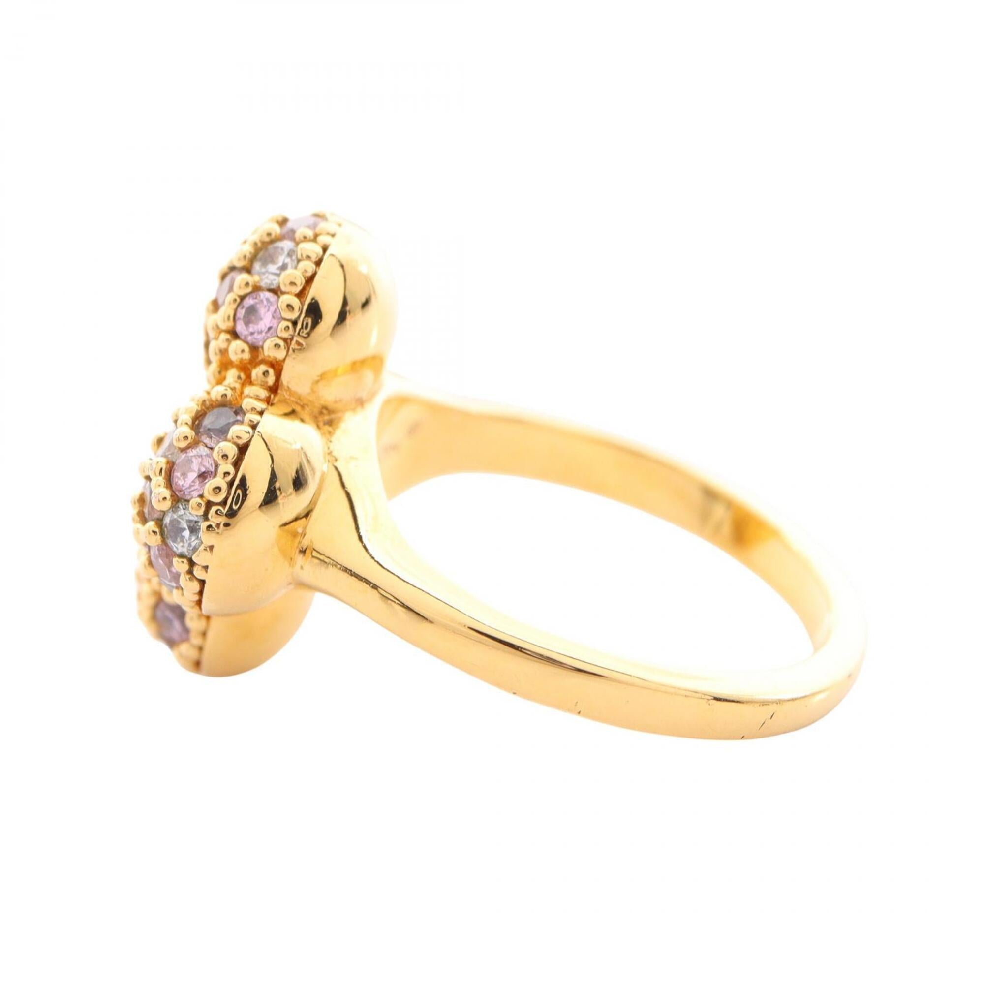 Louis Vuitton Gold Clear Pink Gold Plating Rhinestone Band Ring (Pre-Owned)