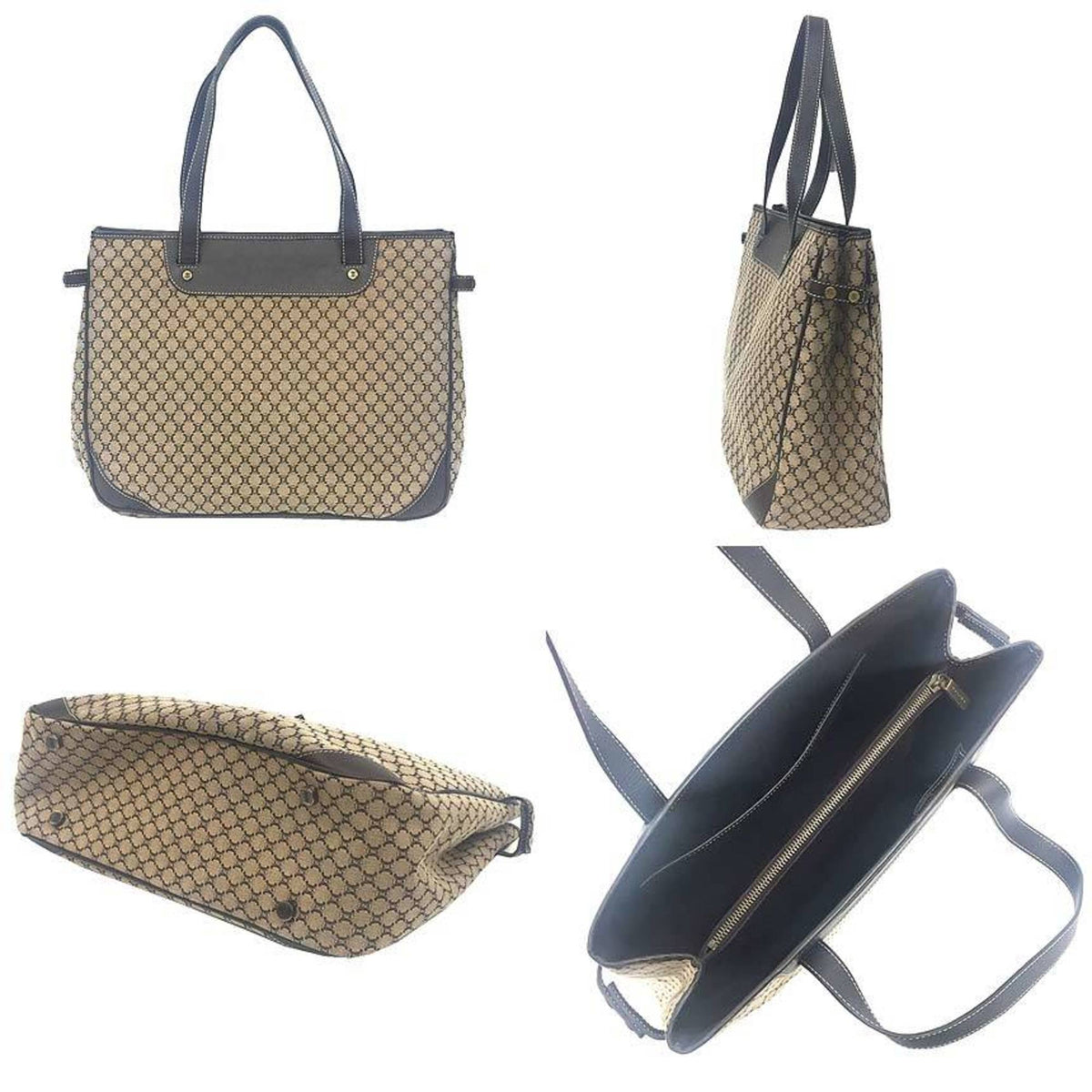 Celine Beige Brown Canvas Leather Tote Bag (Pre-Owned)