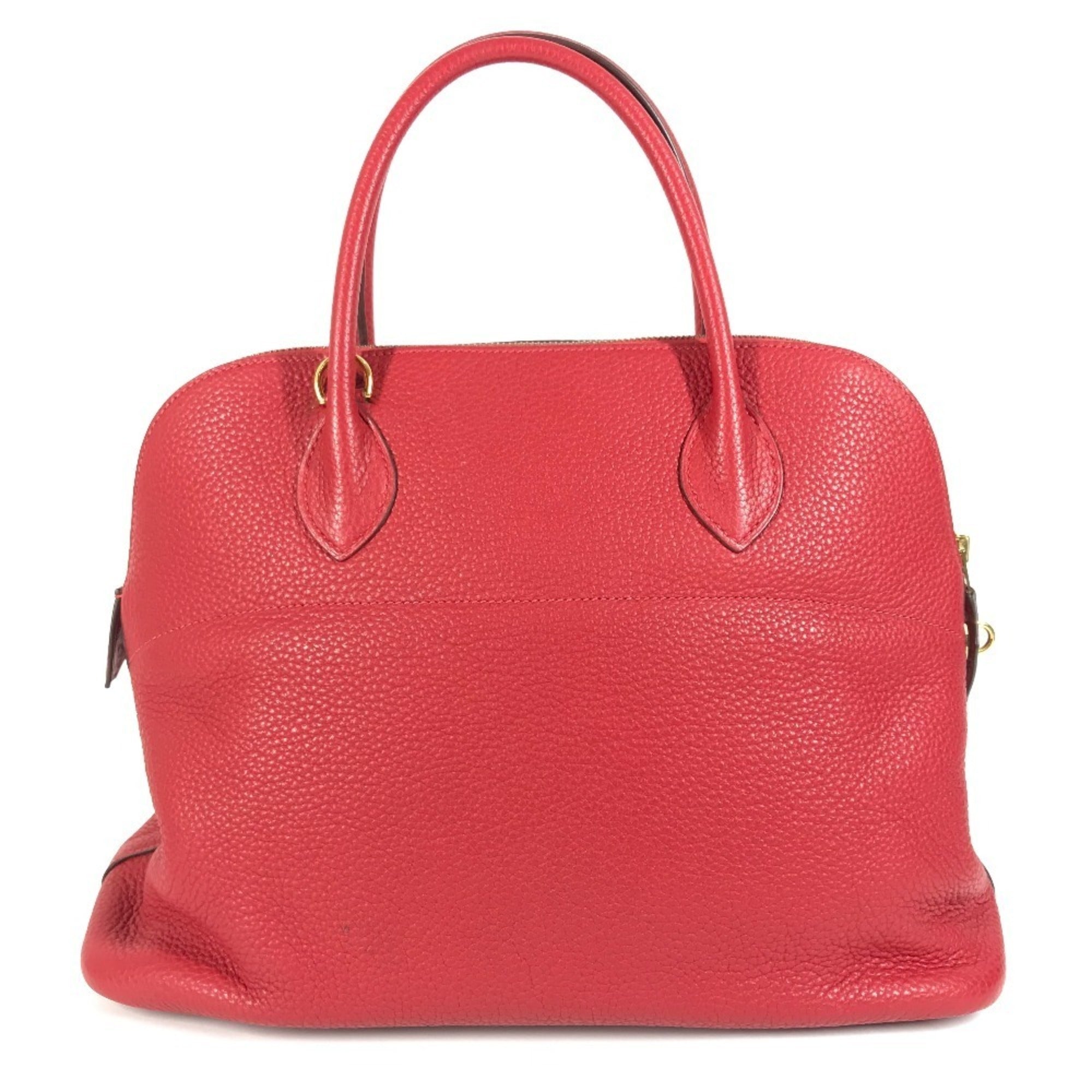 Hermes Red Color Taurillon Clemence Leather Handbag Tote Bag (Pre-Owned)