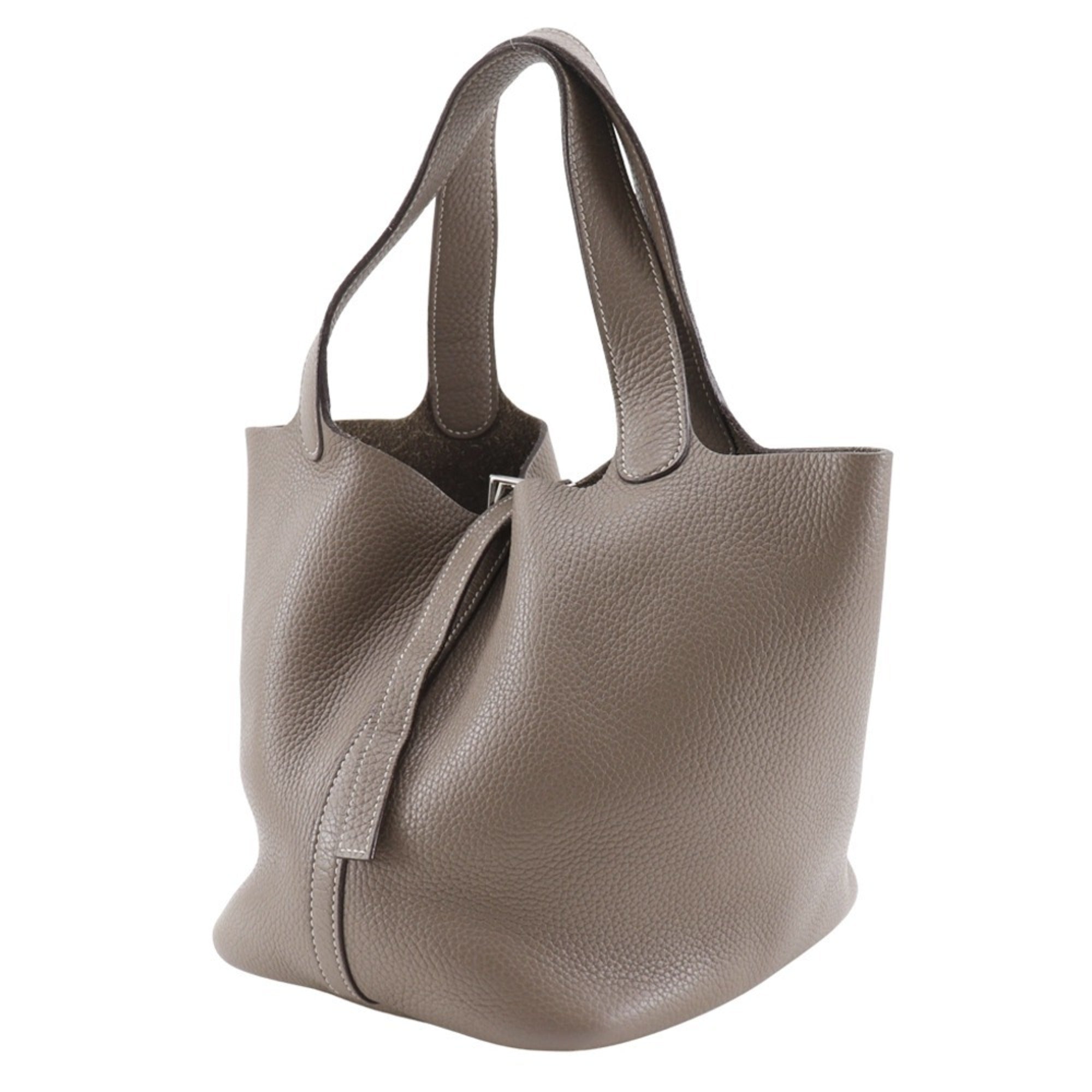 Hermes Brown Etoupe Gray Taurillon Clemence Leather Handbag (Pre-Owned)