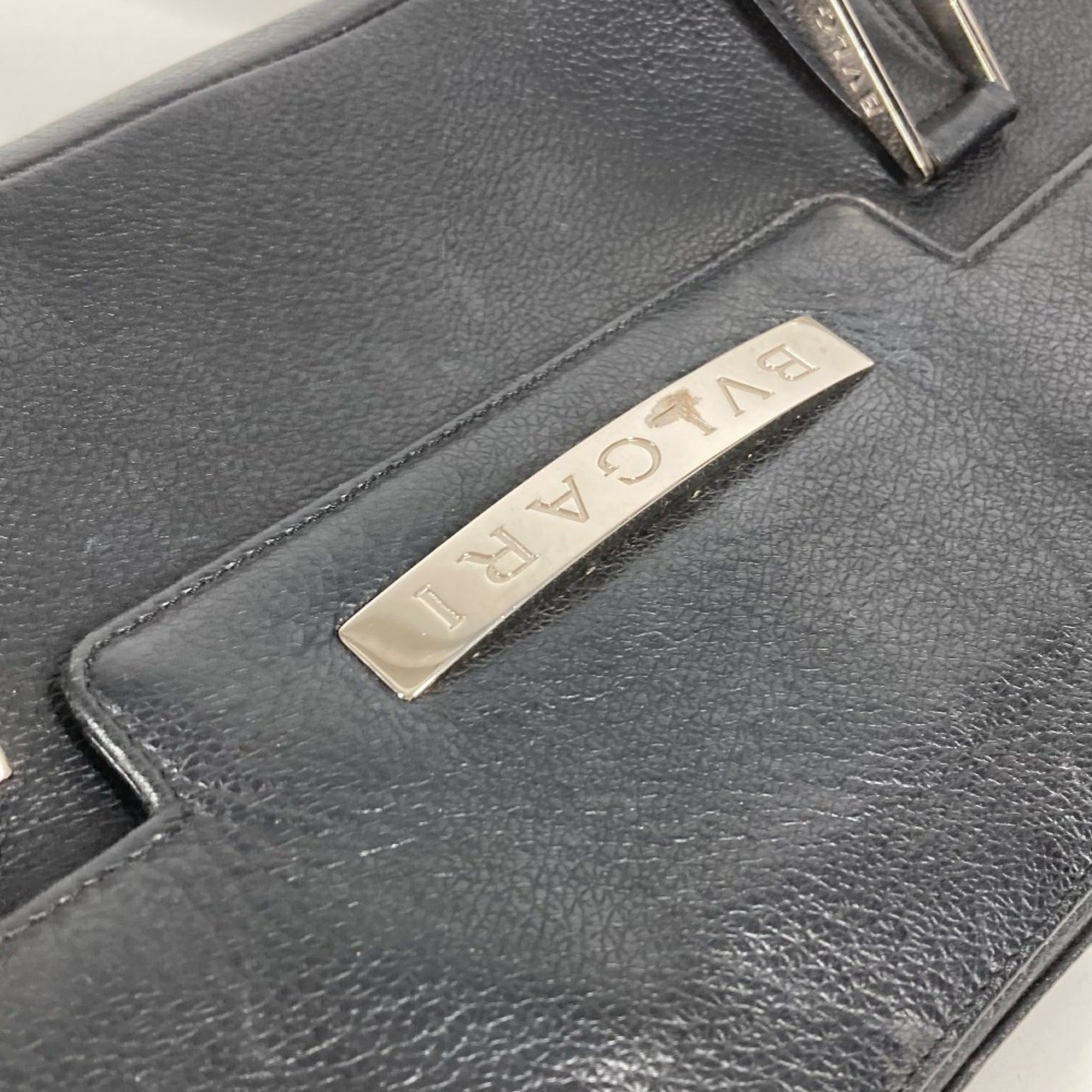 Bvlgari Black Leather Shoulder Bag Tote Bag (Pre-Owned)