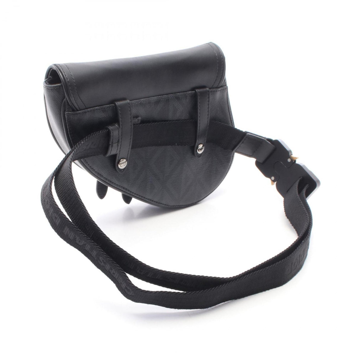 Christian Dior Black Gray Coated Canvas Pvc Leather Fanny Pack Handbag Saddle Bag (Pre-Owned)