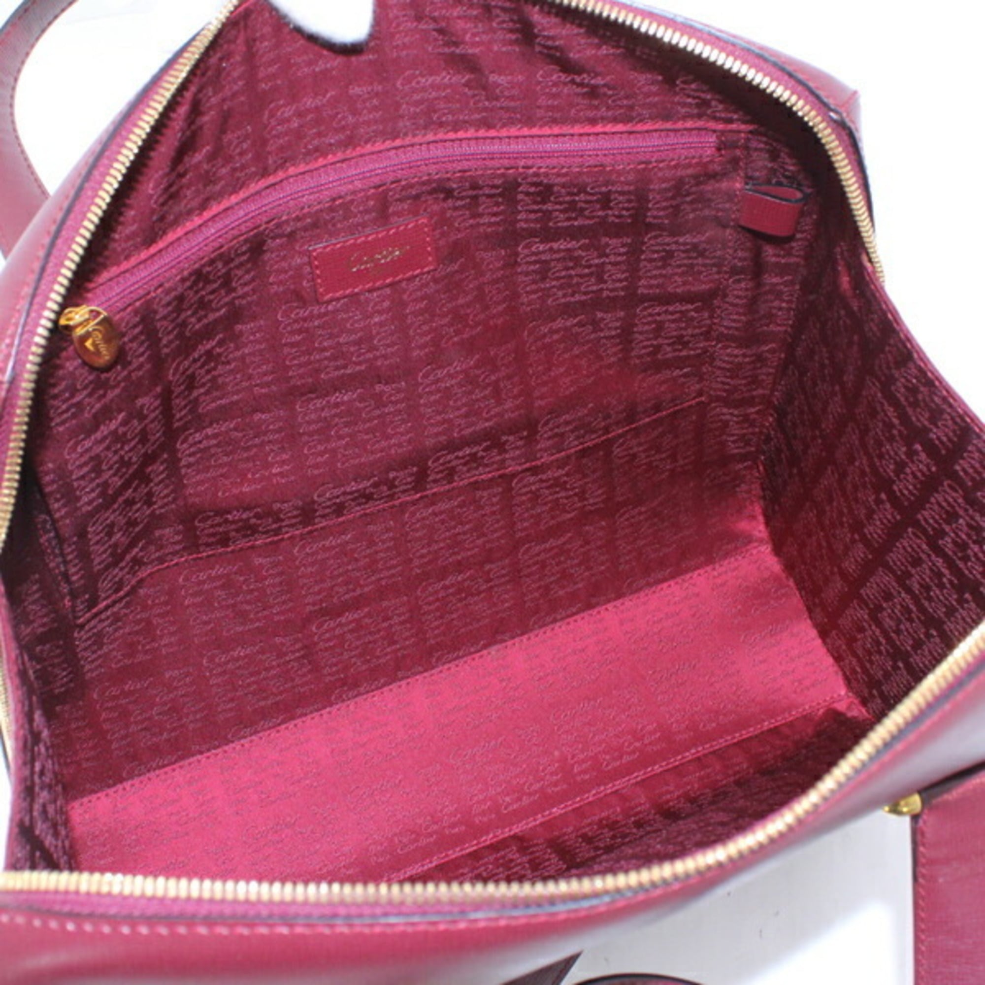 Cartier Must Bordeaux Leather Handbag Shoulder Bag (Pre-Owned)
