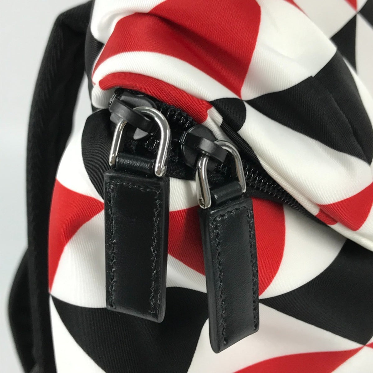 Prada Black Red Color White Nylon Backpack (Pre-Owned)