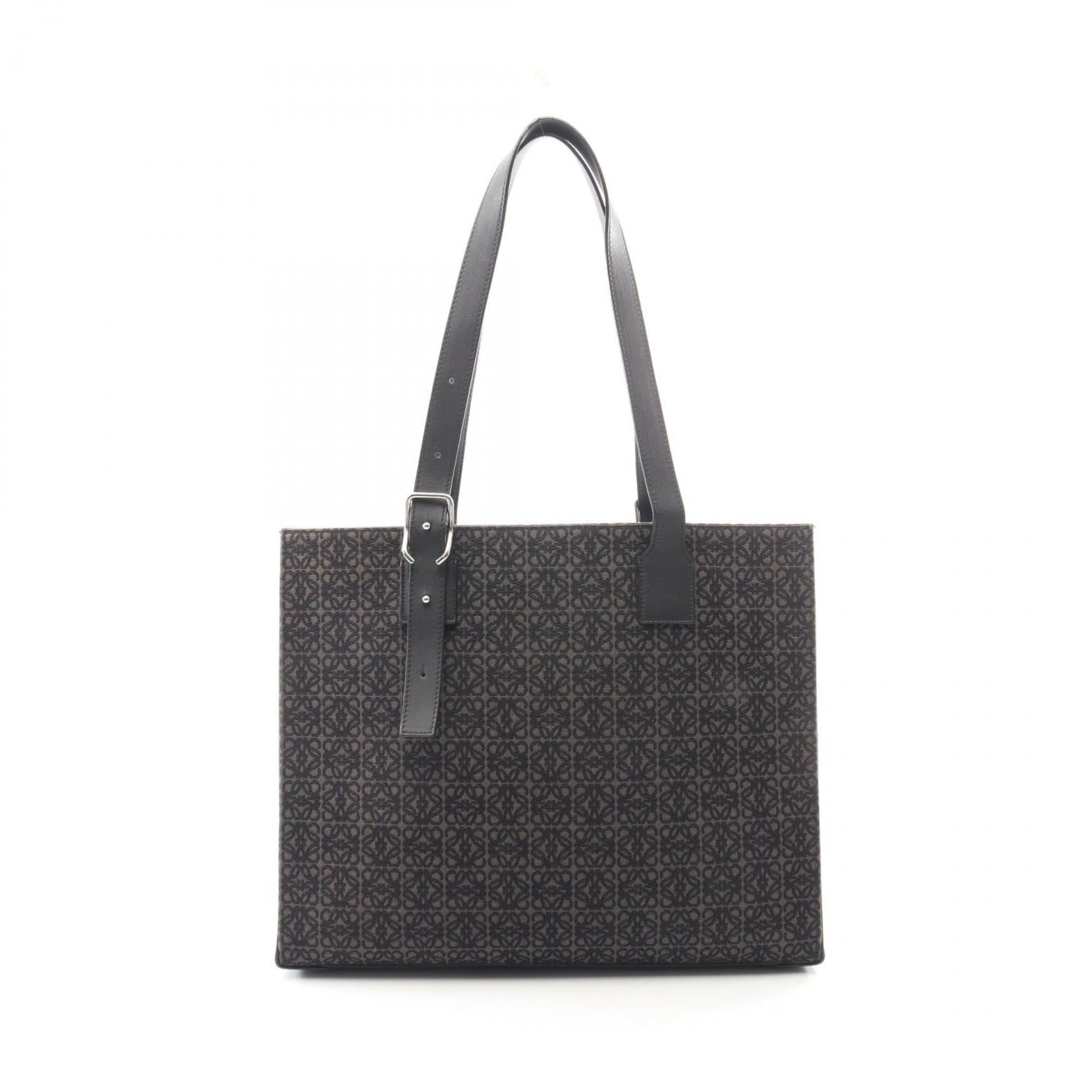 Loewe Black Canvas Leather Handbag Tote Bag (Pre-Owned)