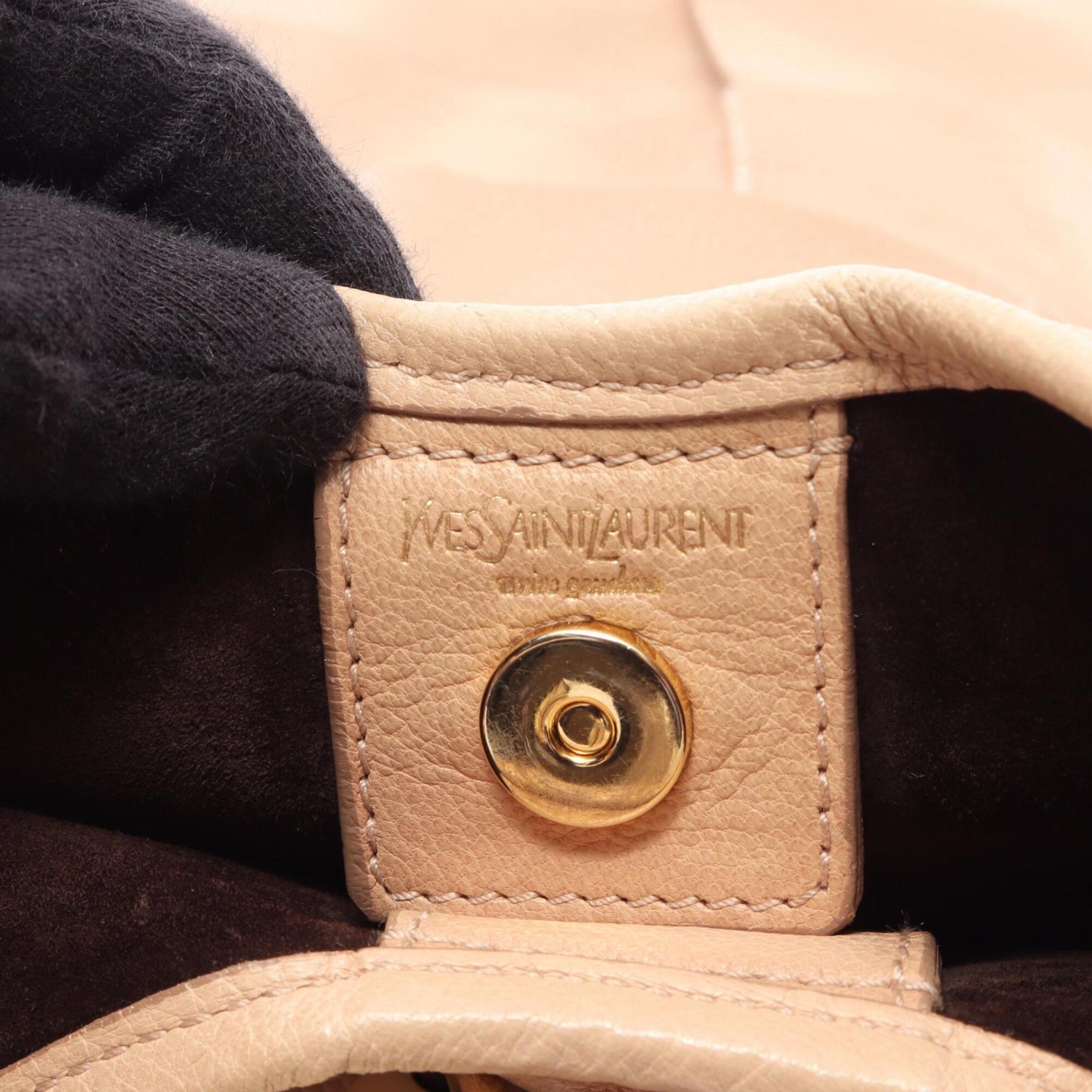 Yves Saint Laurent Beige Leather Handbag Shoulder Bag (Pre-Owned)