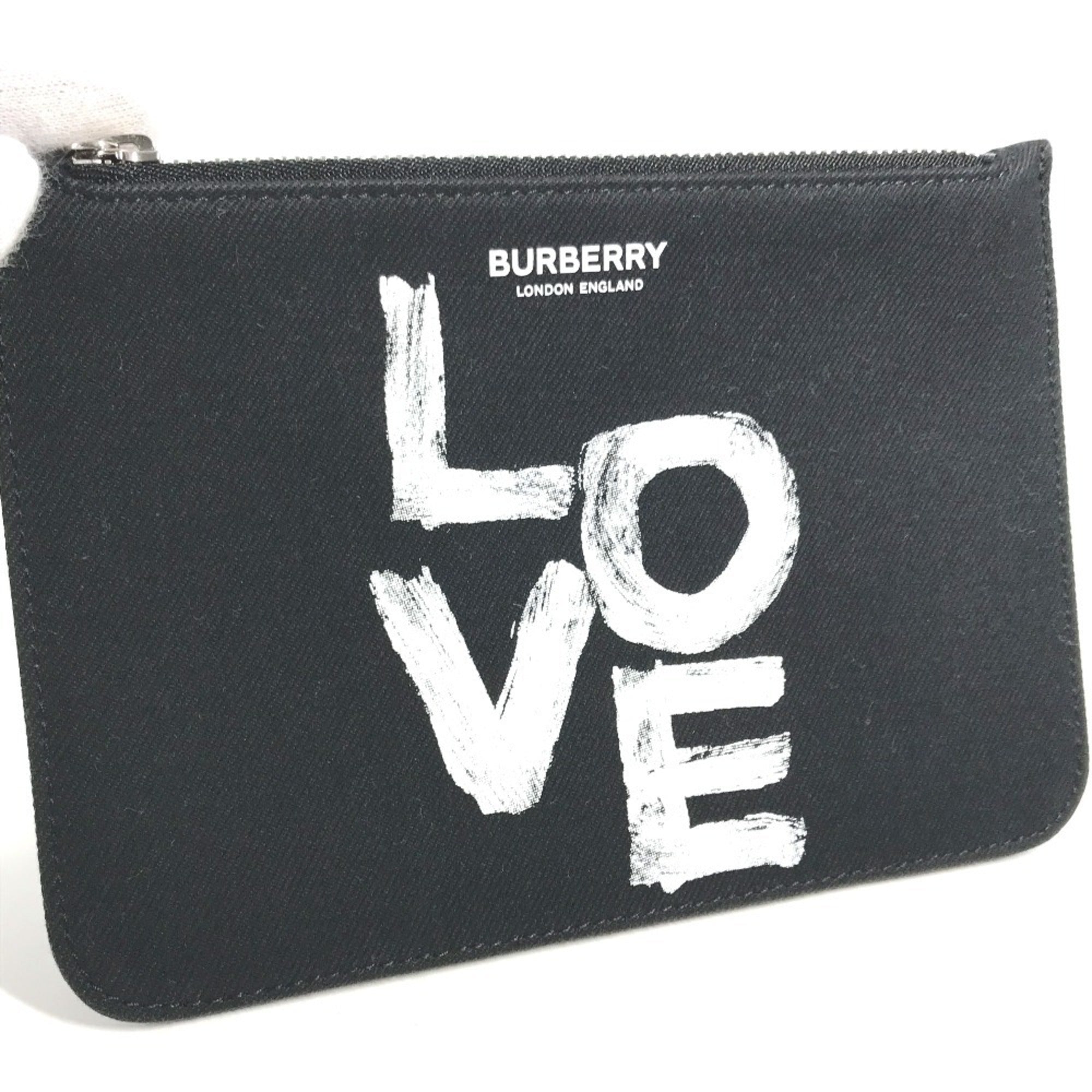 Burberry Black White Canvas Coin Purse/Coin Case (Pre-Owned)