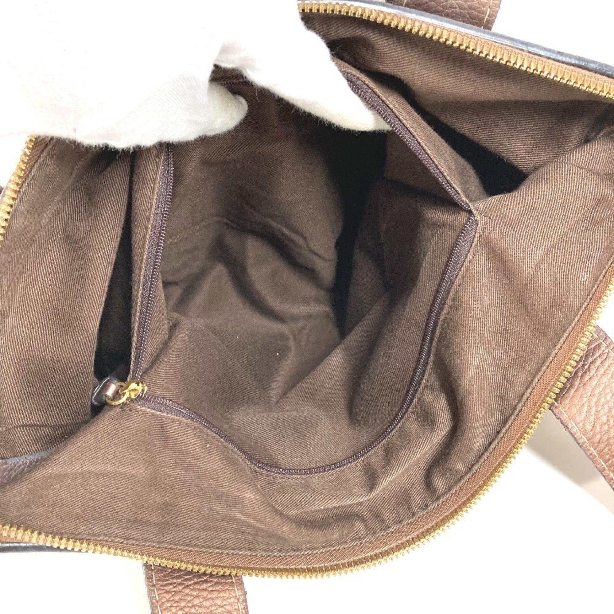 Loewe Brown Leather Canvas Shoulder Bag Tote Bag (Pre-Owned)