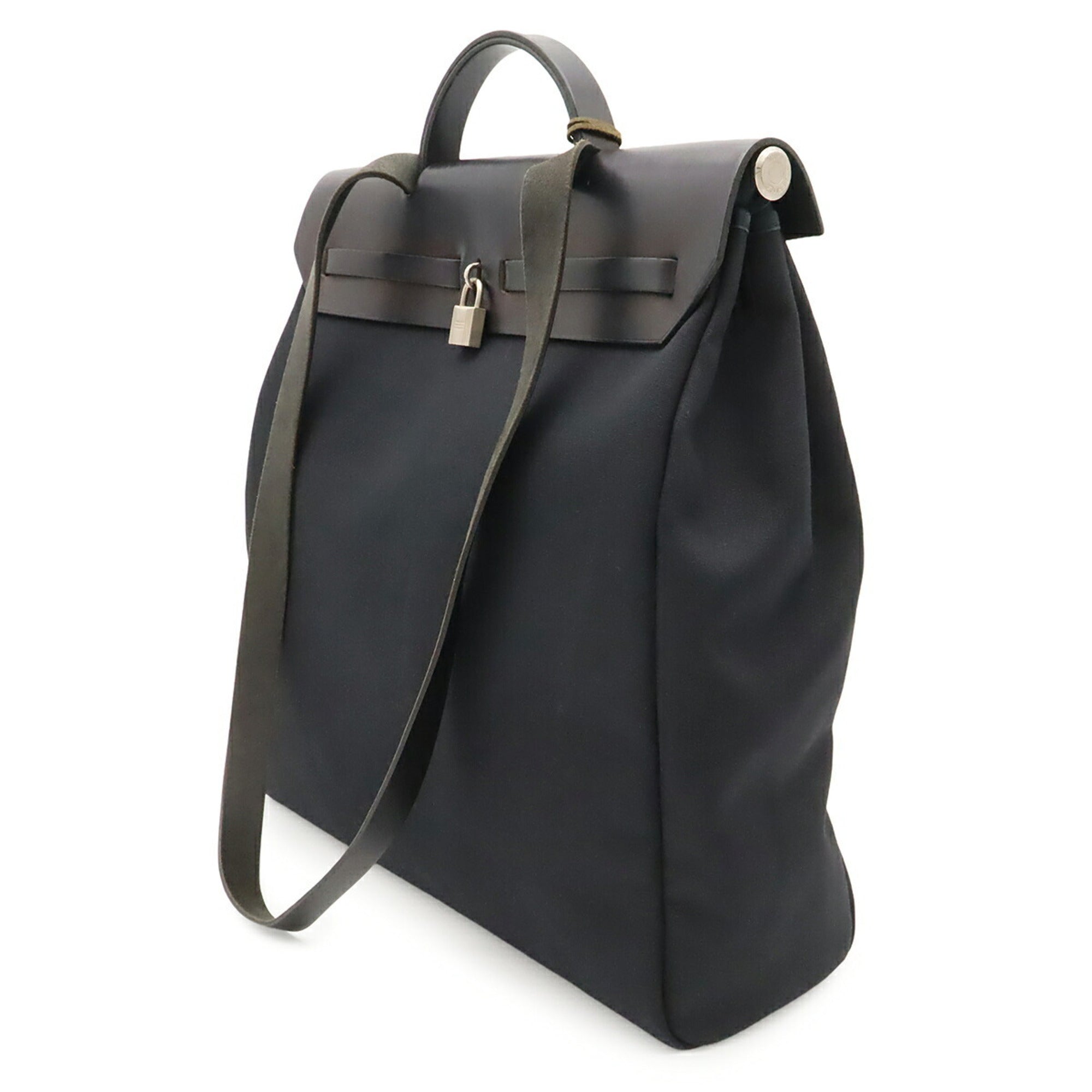 Hermes Black Toile Officier Handbag Shoulder Bag (Pre-Owned)