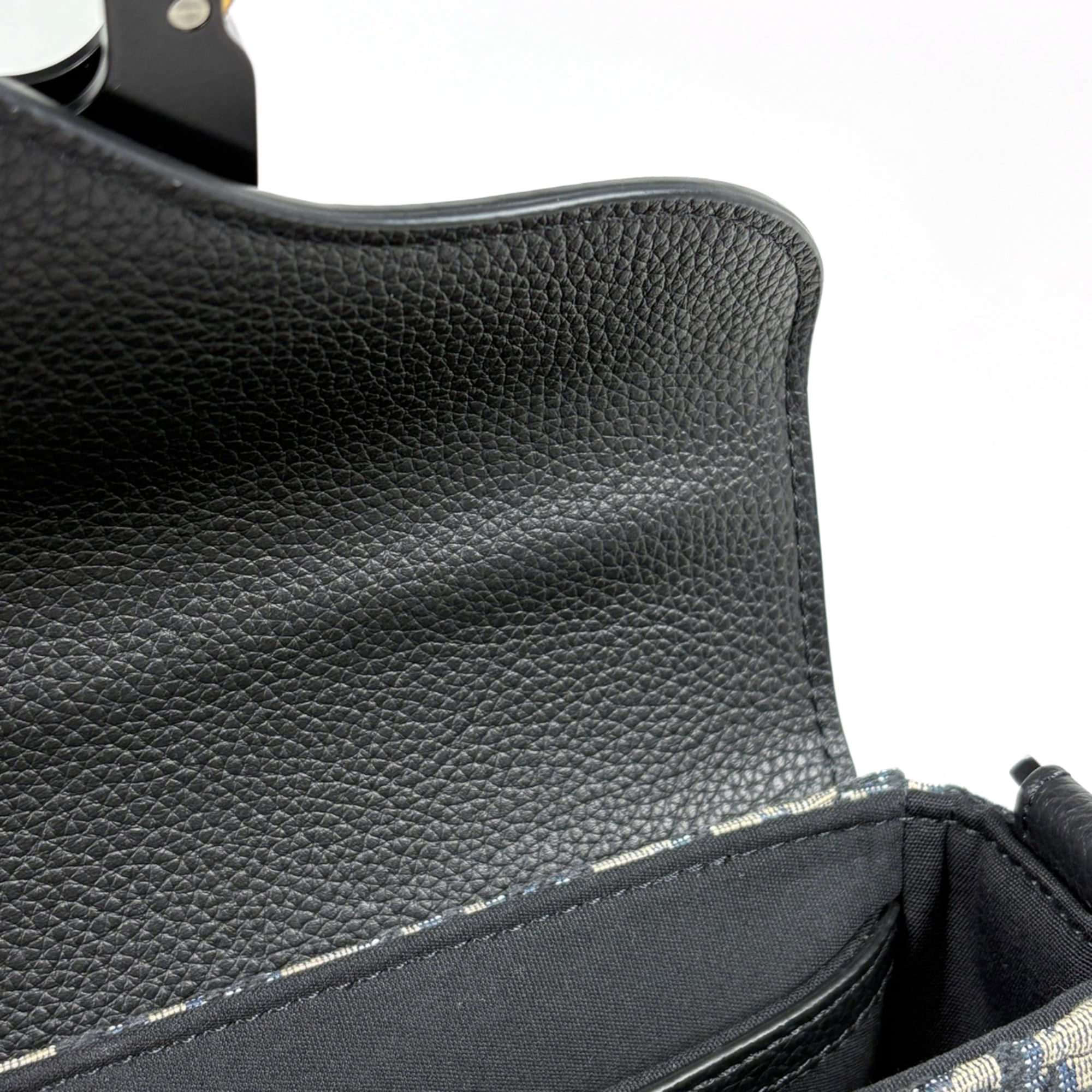 Christian Dior Trotter Beige Black Leather Cotton Fabric Messenger Bag Shoulder Bag (Pre-Owned)