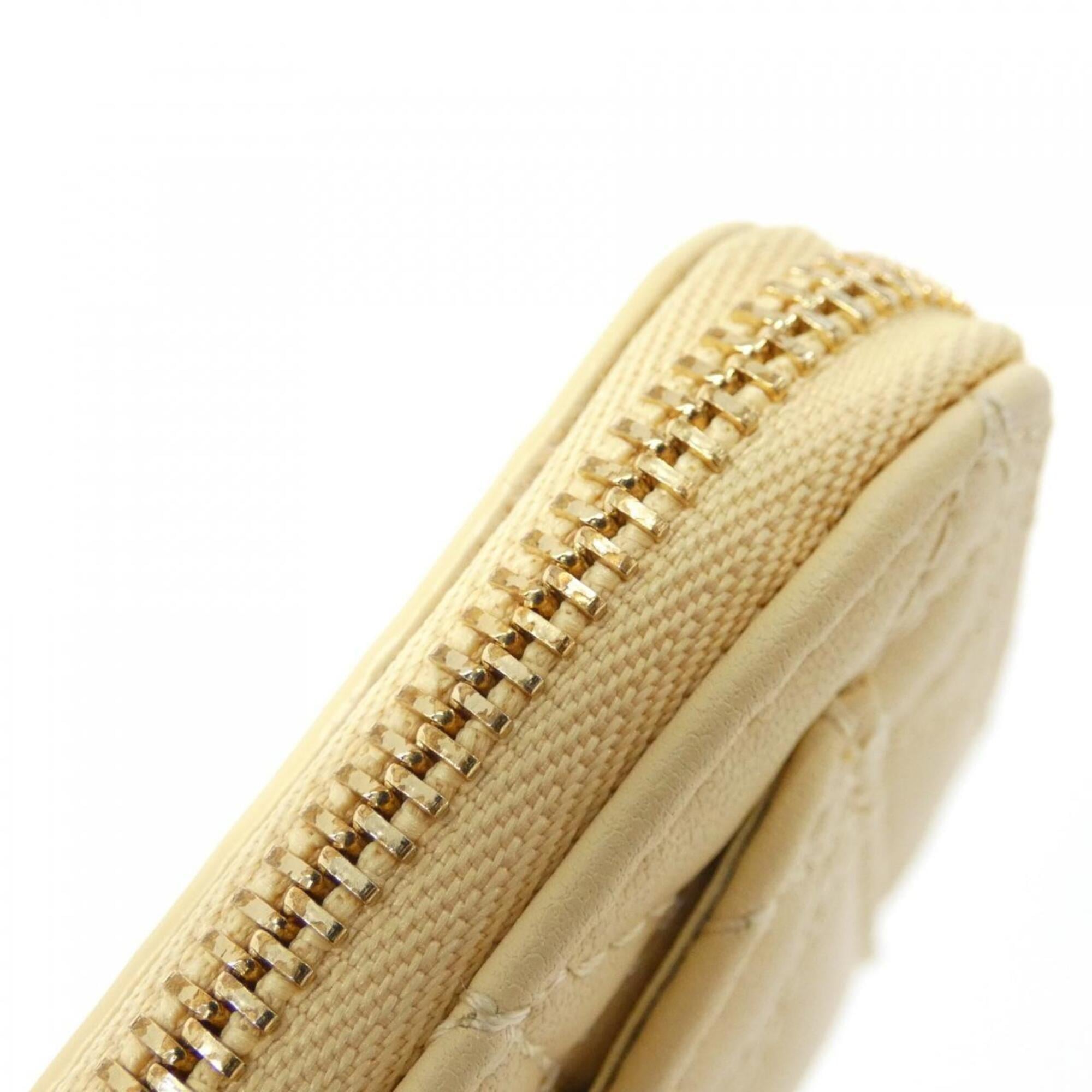 Christian Dior Pale Yellow Leather Coin Purse/Coin Case (Pre-Owned)