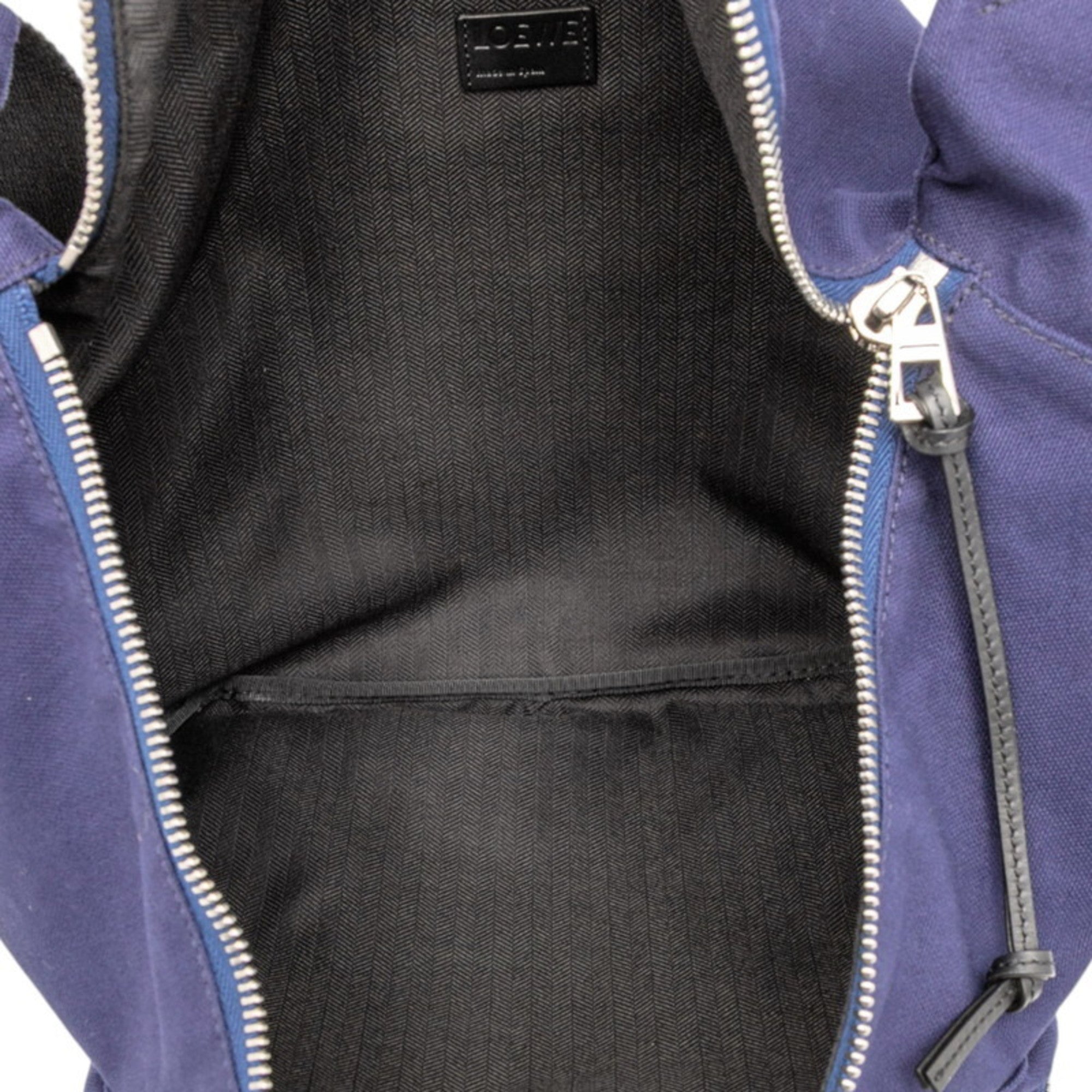 Loewe Black Navy Canvas Leather Fanny Pack (Pre-Owned)