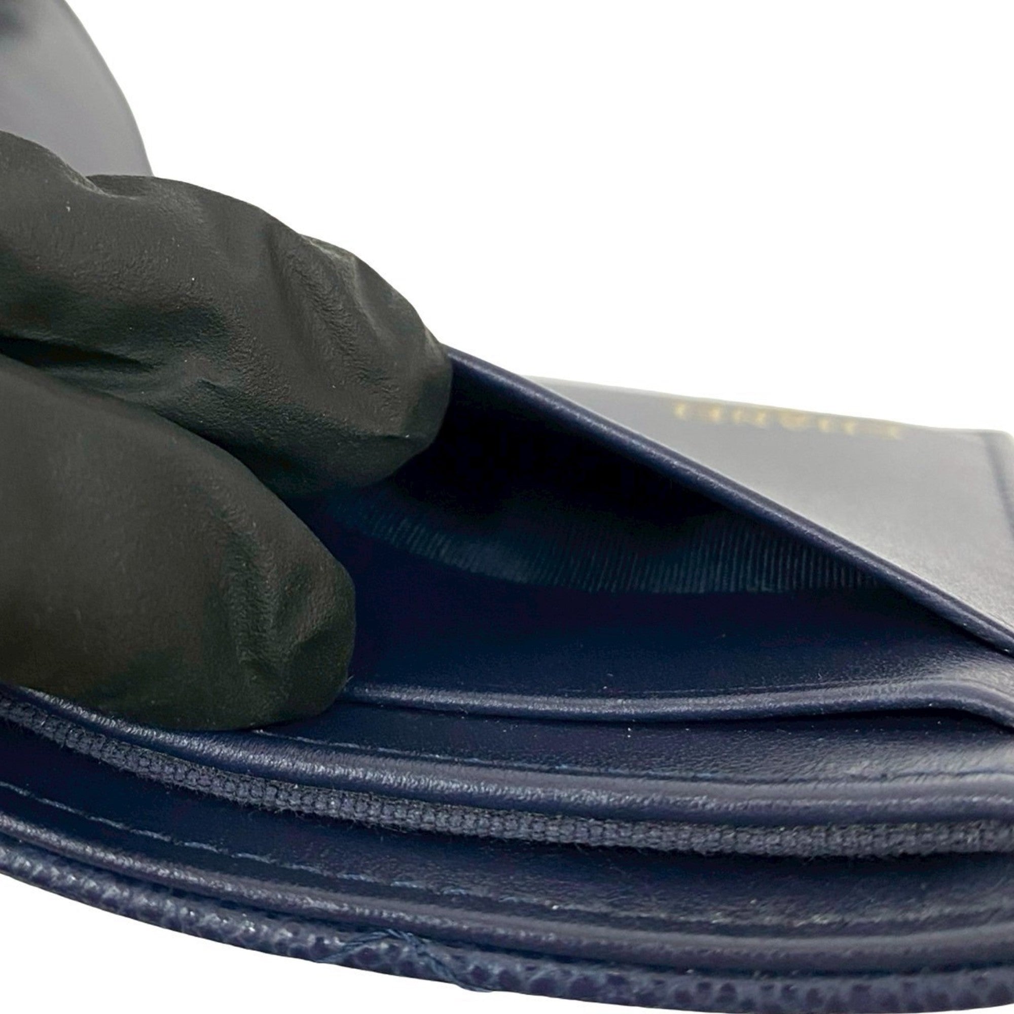 Chanel Navy Grained Calfskin Wallet (Tri-Fold) (Pre-Owned)