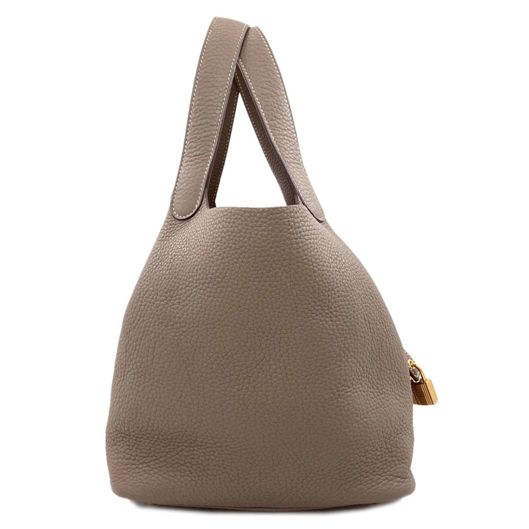Hermes Grayish Taurillon Clemence Leather Handbag (Pre-Owned)