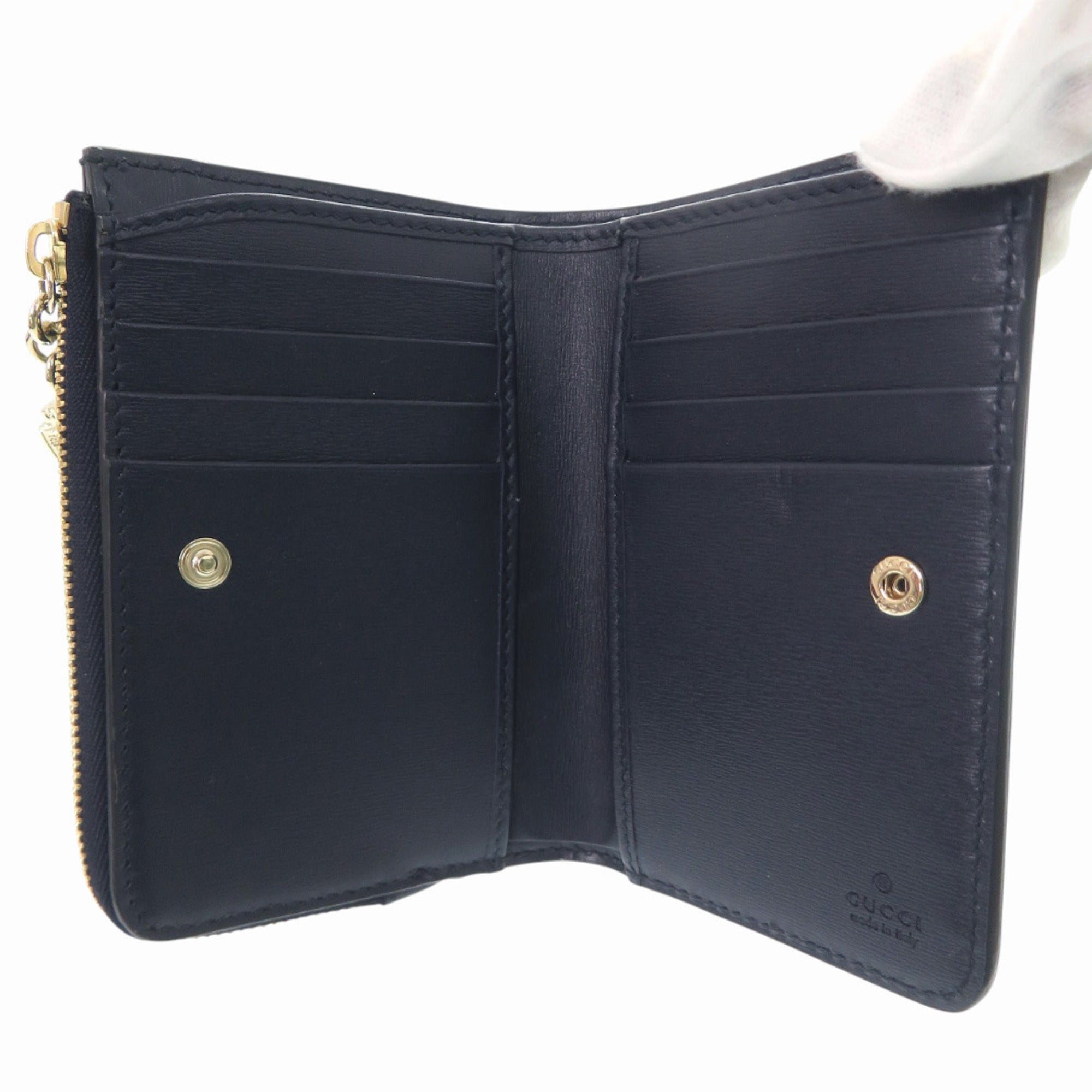 Gucci Navy Gg Canvas Leather Wallet (Bi-Fold) (Pre-Owned)