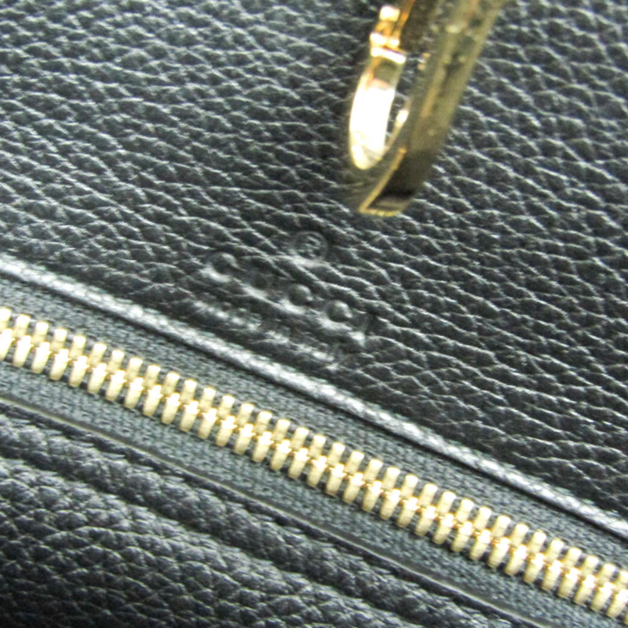 Gucci Black Leather Shoulder Bag Tote Bag (Pre-Owned)