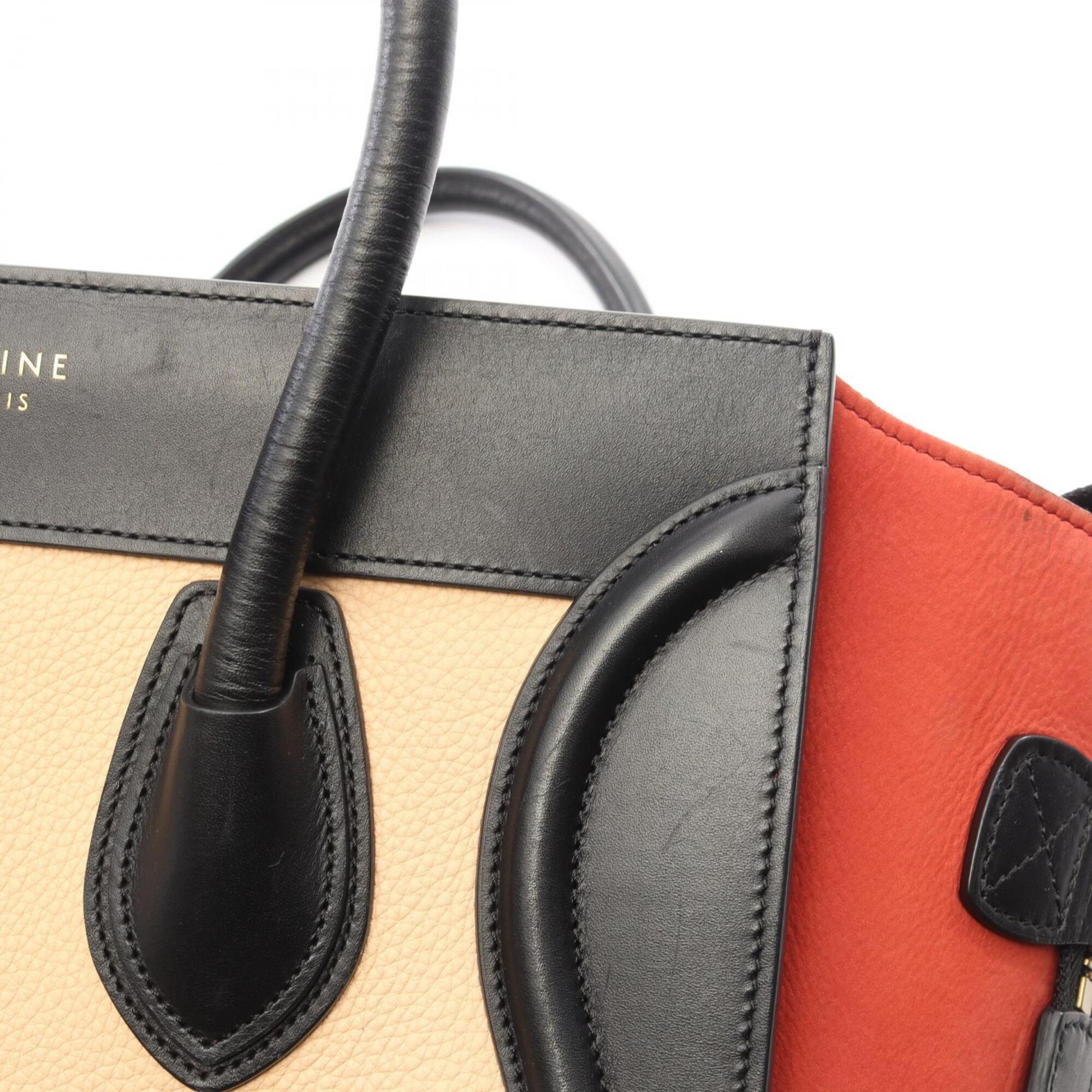 Celine Black Ivory Red Color Leather Handbag Tote Bag (Pre-Owned)