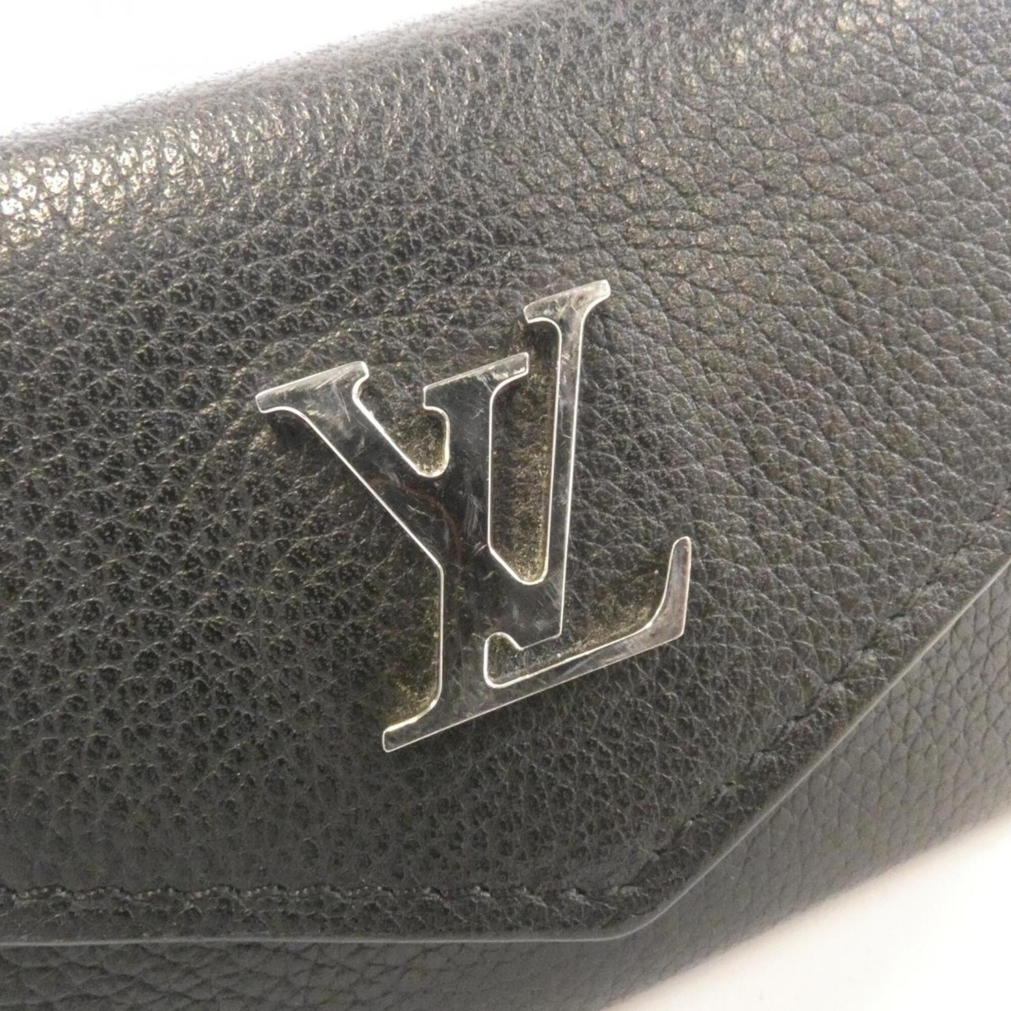 Louis Vuitton Black Leather Wallet (Tri-Fold) (Pre-Owned)