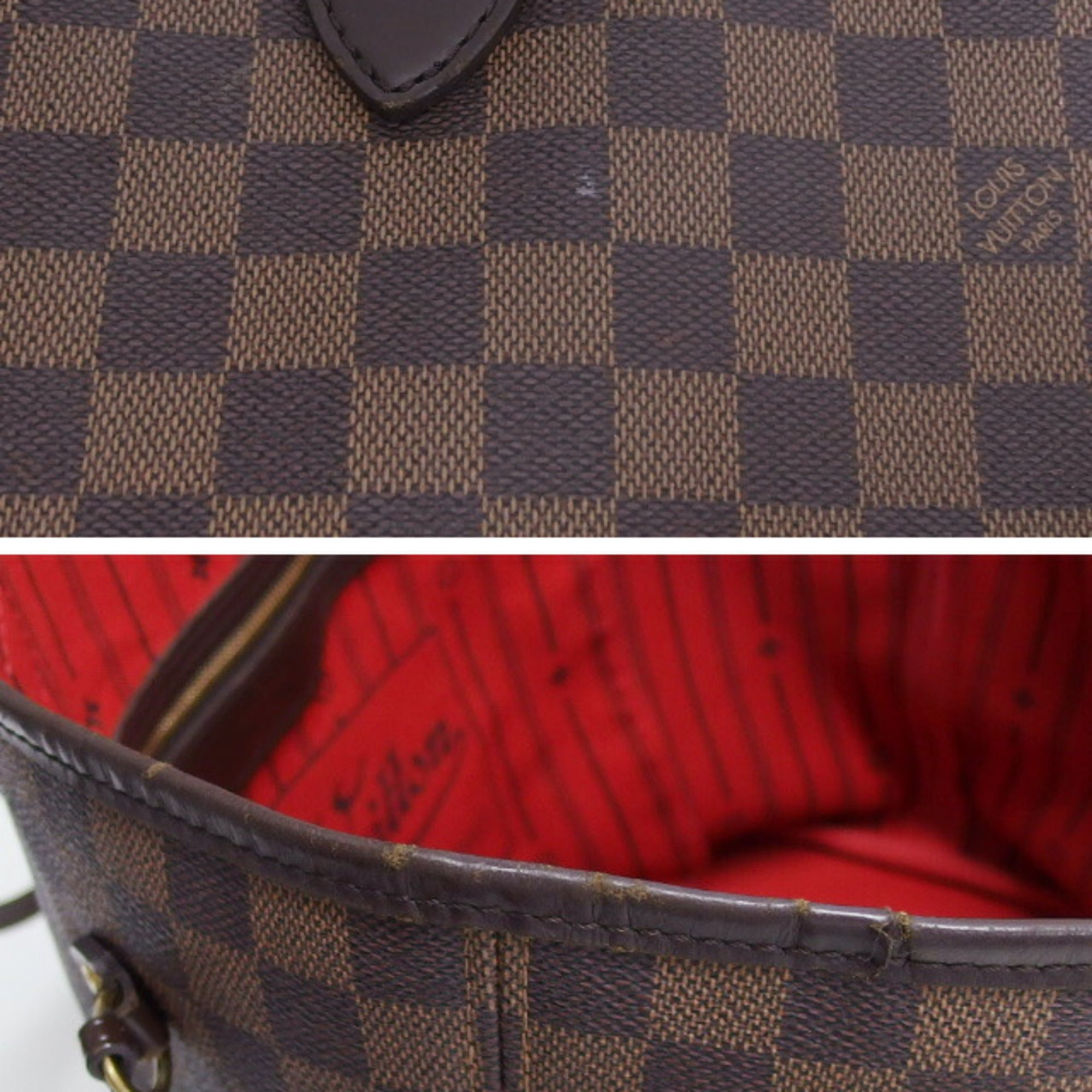 Louis Vuitton Dark Brown Damier Canvas Leather Handbag Shoulder Bag Tote Bag (Pre-Owned)