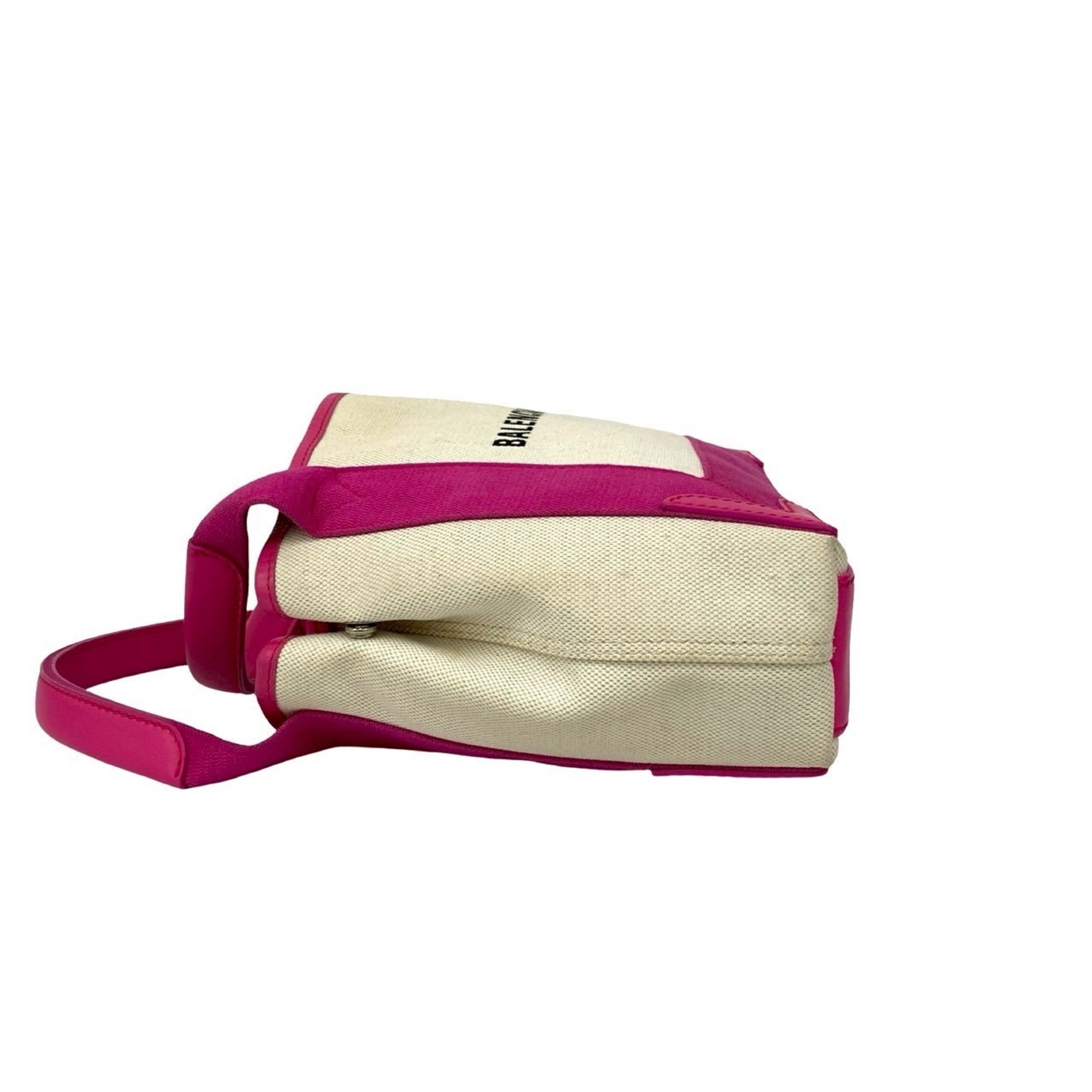 Balenciaga Ivory Pink Canvas Leather Handbag Pouch Shoulder Bag (Pre-Owned)