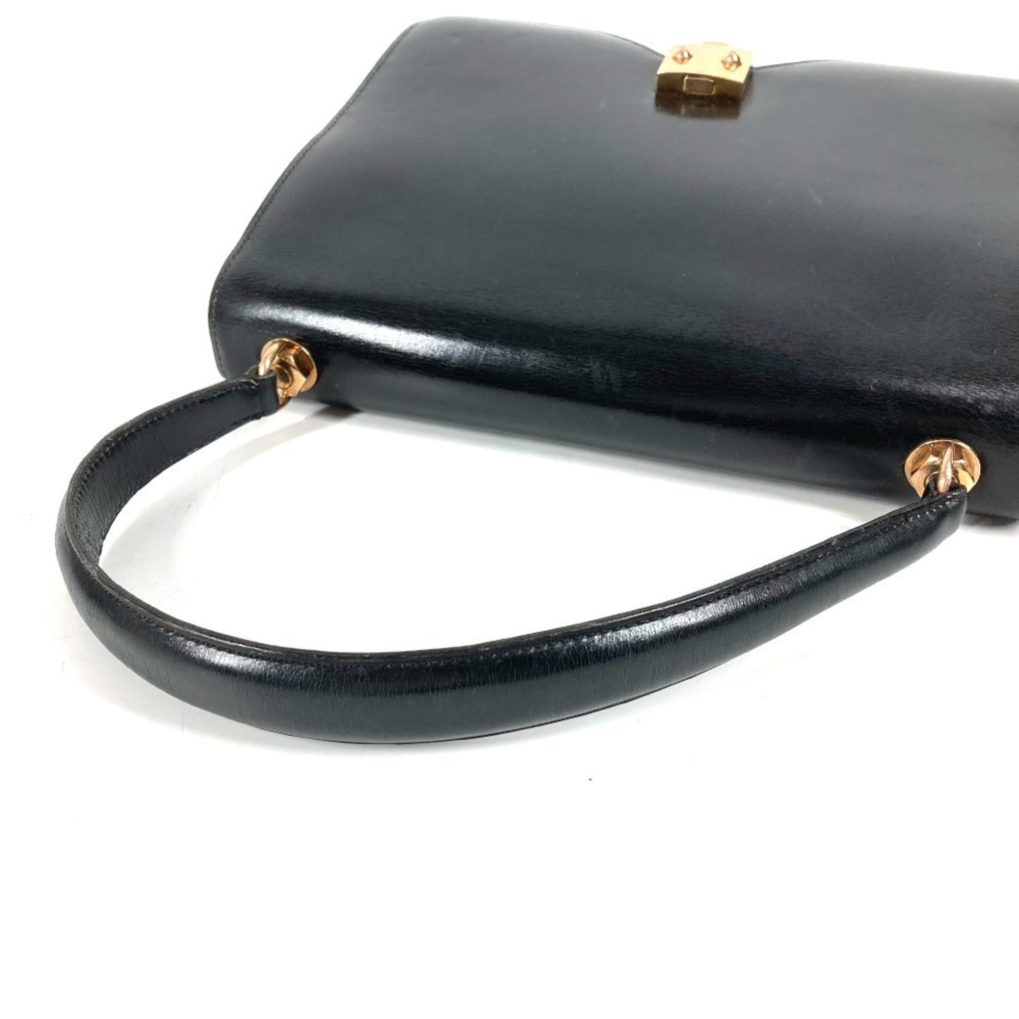 Hermes Black Box Calf Leather Handbag Tote Bag (Pre-Owned)