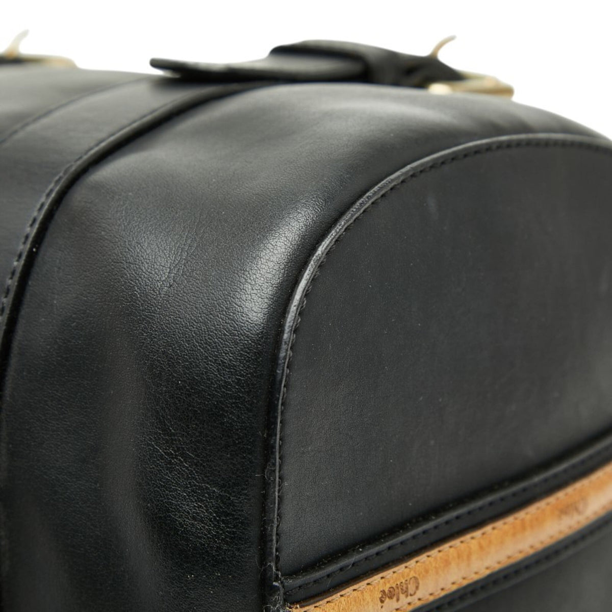 Chloé Black Leather Boston Bag Handbag Shoulder Bag (Pre-Owned)