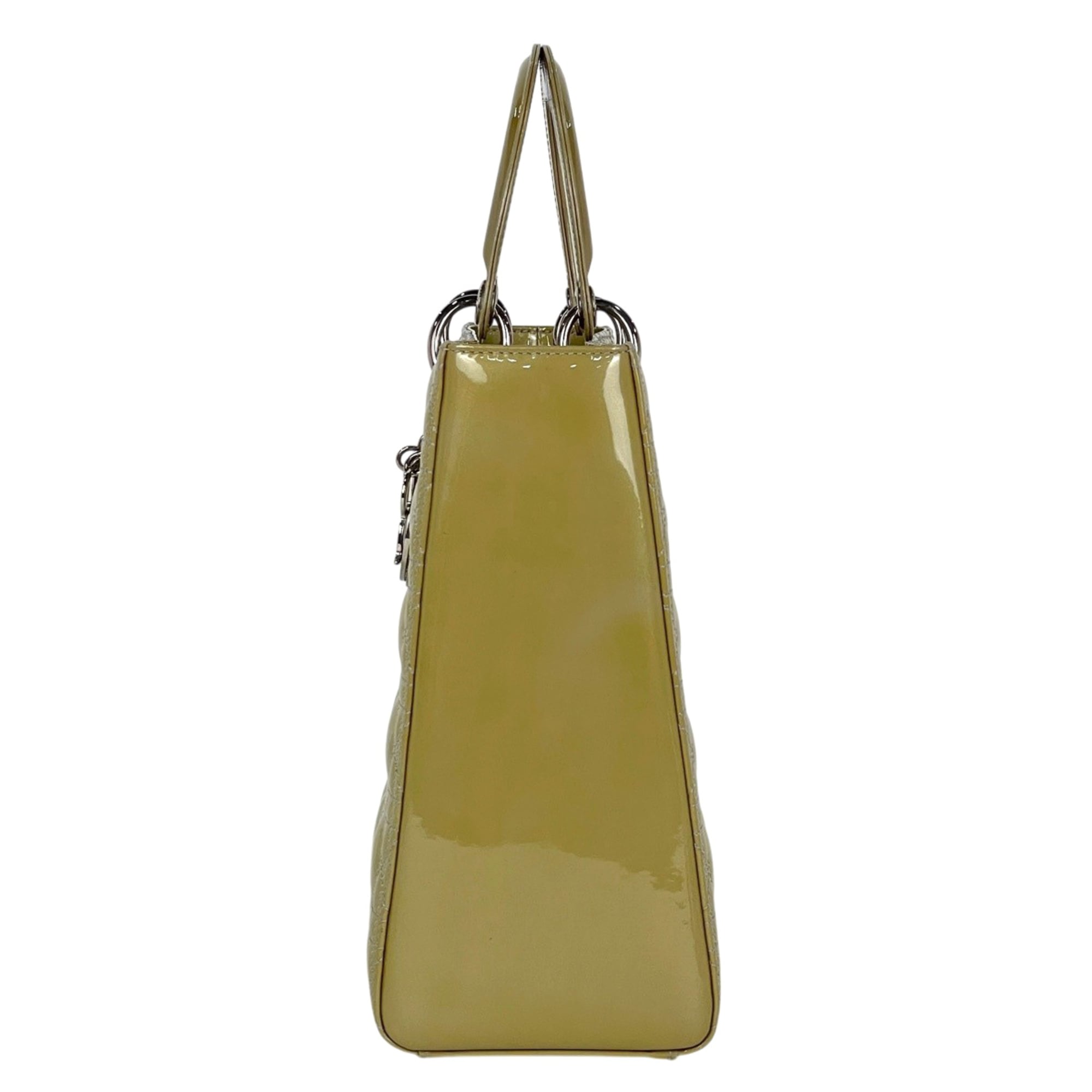 Christian Dior Lady Dior Yellow Patent Leather Handbag (Pre-Owned)