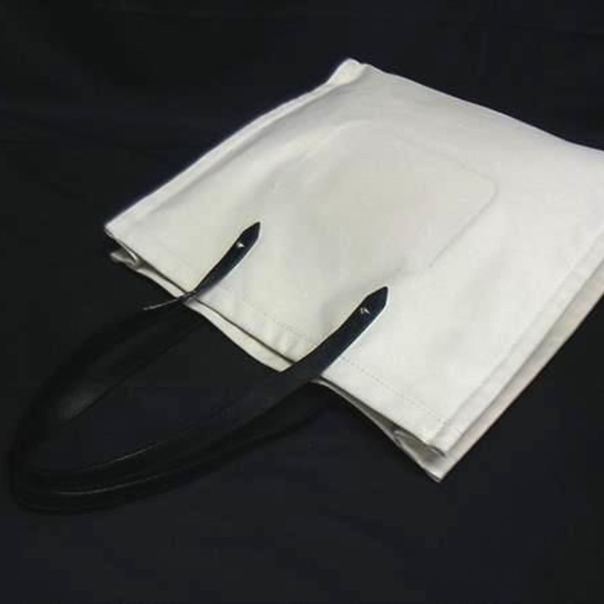Jimmy Choo White Canvas Leather Handbag Shoulder Bag Tote Bag (Pre-Owned)